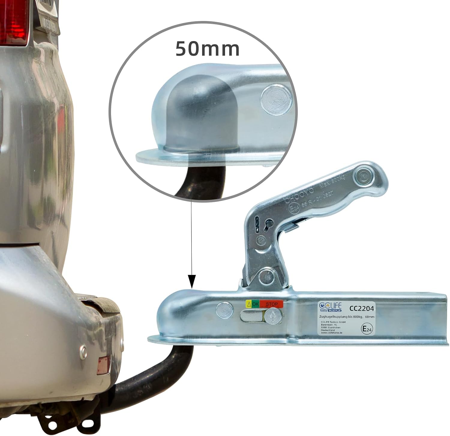 Thumbnail 5 de CCLIFE Aggancio per rimorchio 800 kg per tubo quadrato 60 mm
