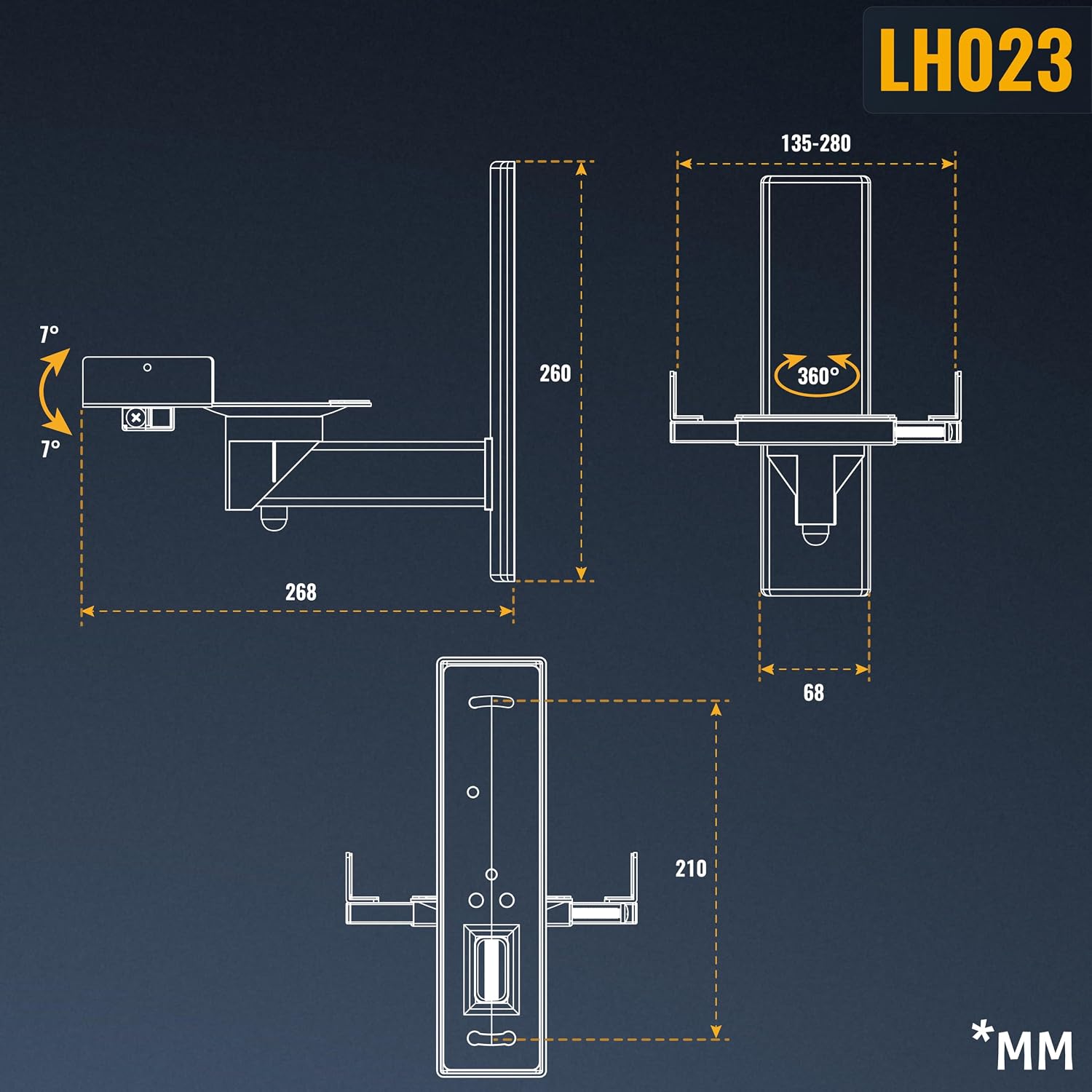 Thumbnail 4 de RICOO LH023-B support mural enceinte 273mm