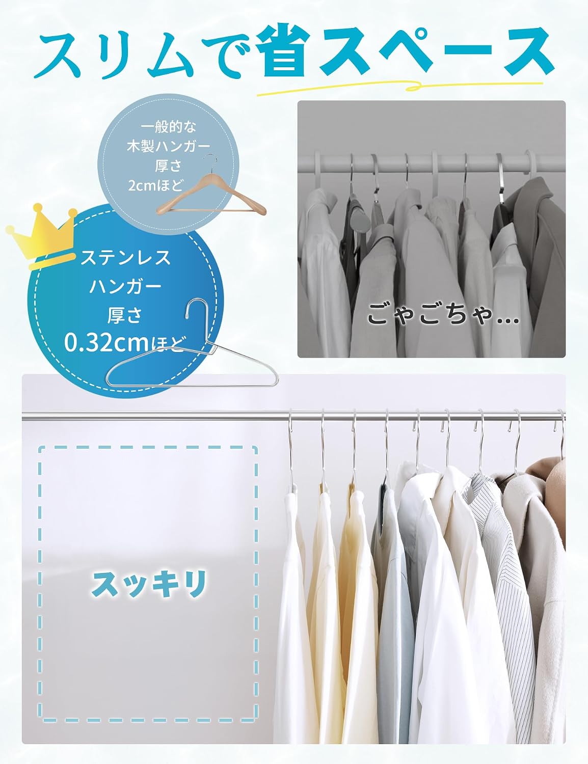 Thumbnail 6 de TITIROBA ステンレスハンガー 10本組 襟元の伸びを抑える薄型設計