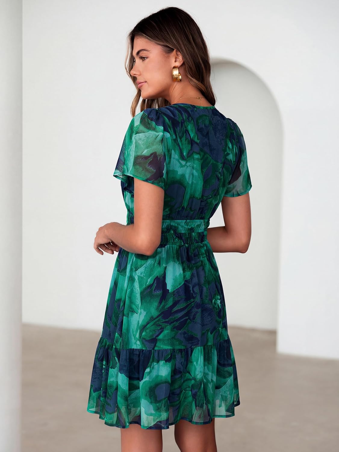 Thumbnail 2 de Simplee Women 2026 Floral Summer Short Dress: Boho-Chic A-Line Mini in Lightweight Chiffon