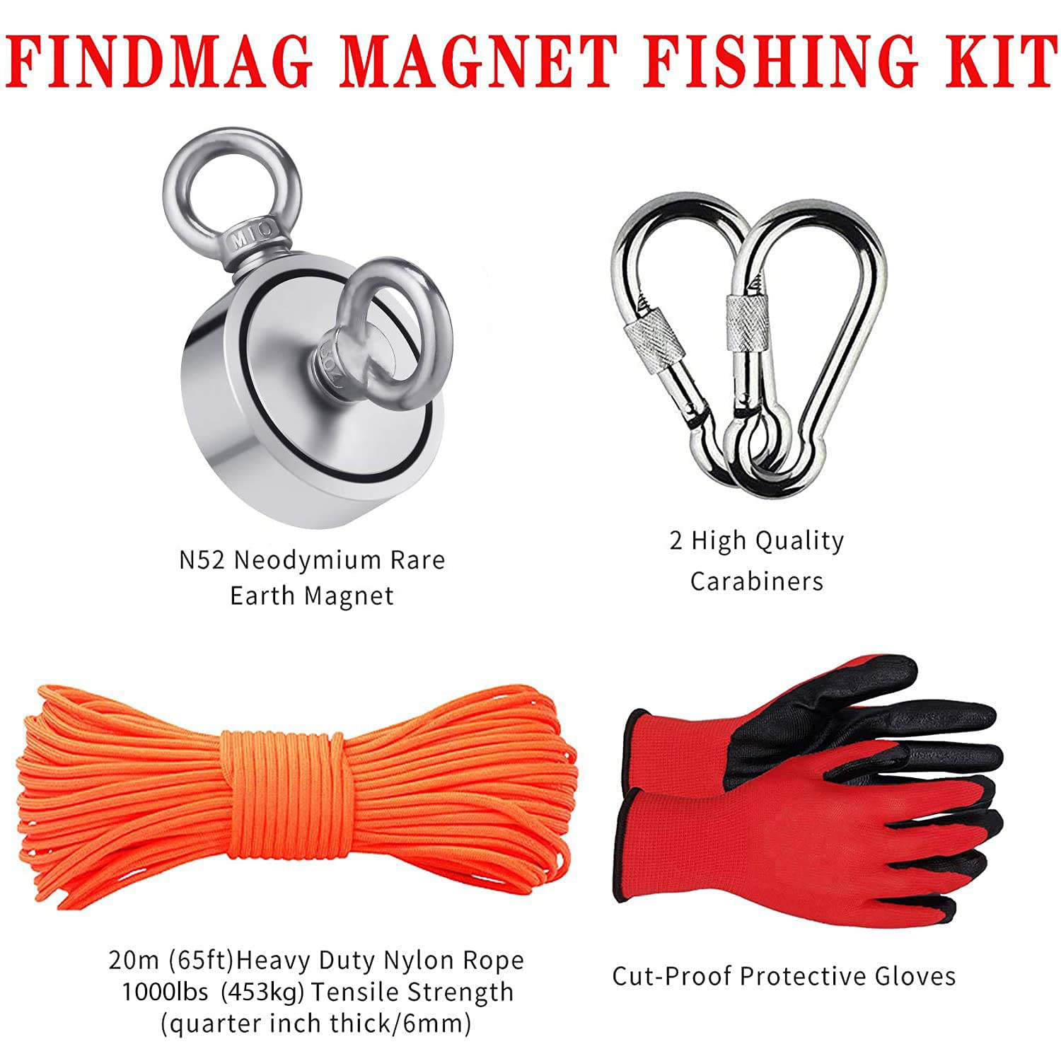 Thumbnail 1 de FINDMAG Magnet Fishing Kit 660 lb Pulling Force