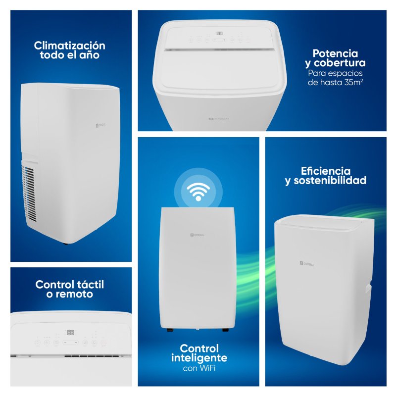 Detalle 2 de Aire Acondicionado Portátil con bomba de calor 3500 frigorías con WIFI – Origial