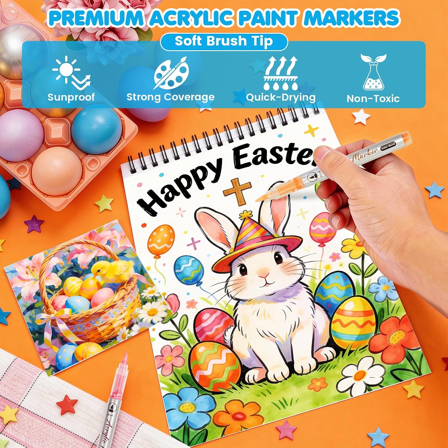 Detalle de Realcolor 48 Acrylic Paint Markers with Soft Brush Tips for Multiple Surfaces
