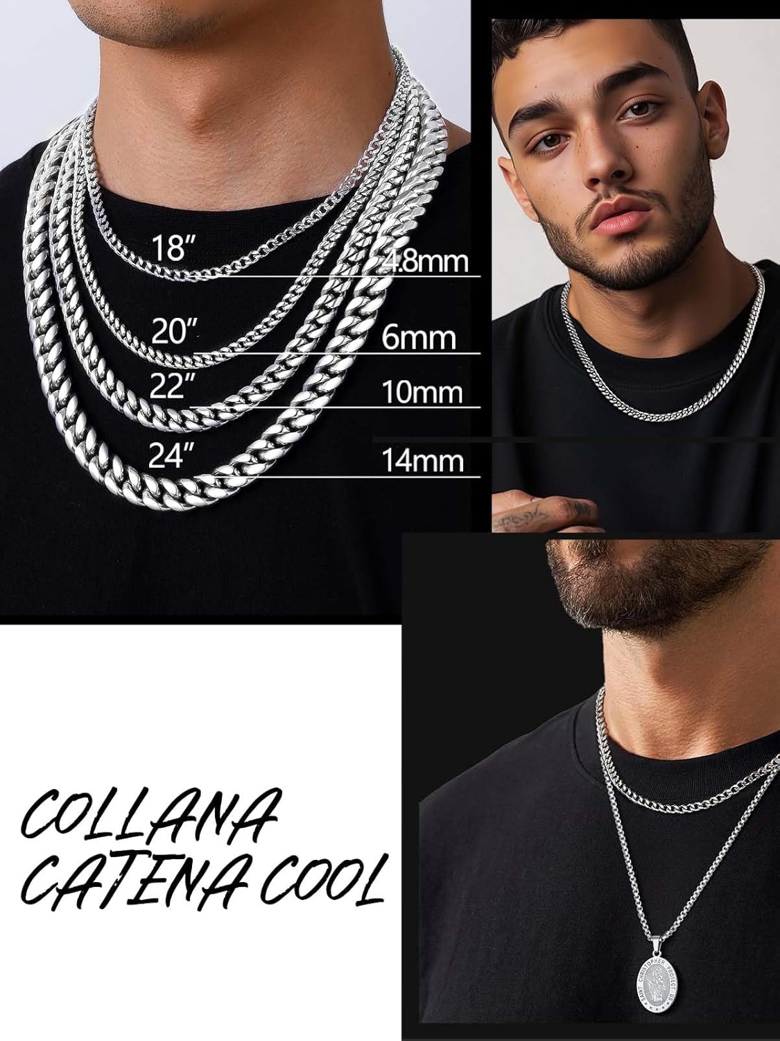 Thumbnail 2 de PROSTEEL Collana Uomo a Catena Cubana Barbazzale Grande Robusta – lunghezze 35–75 cm