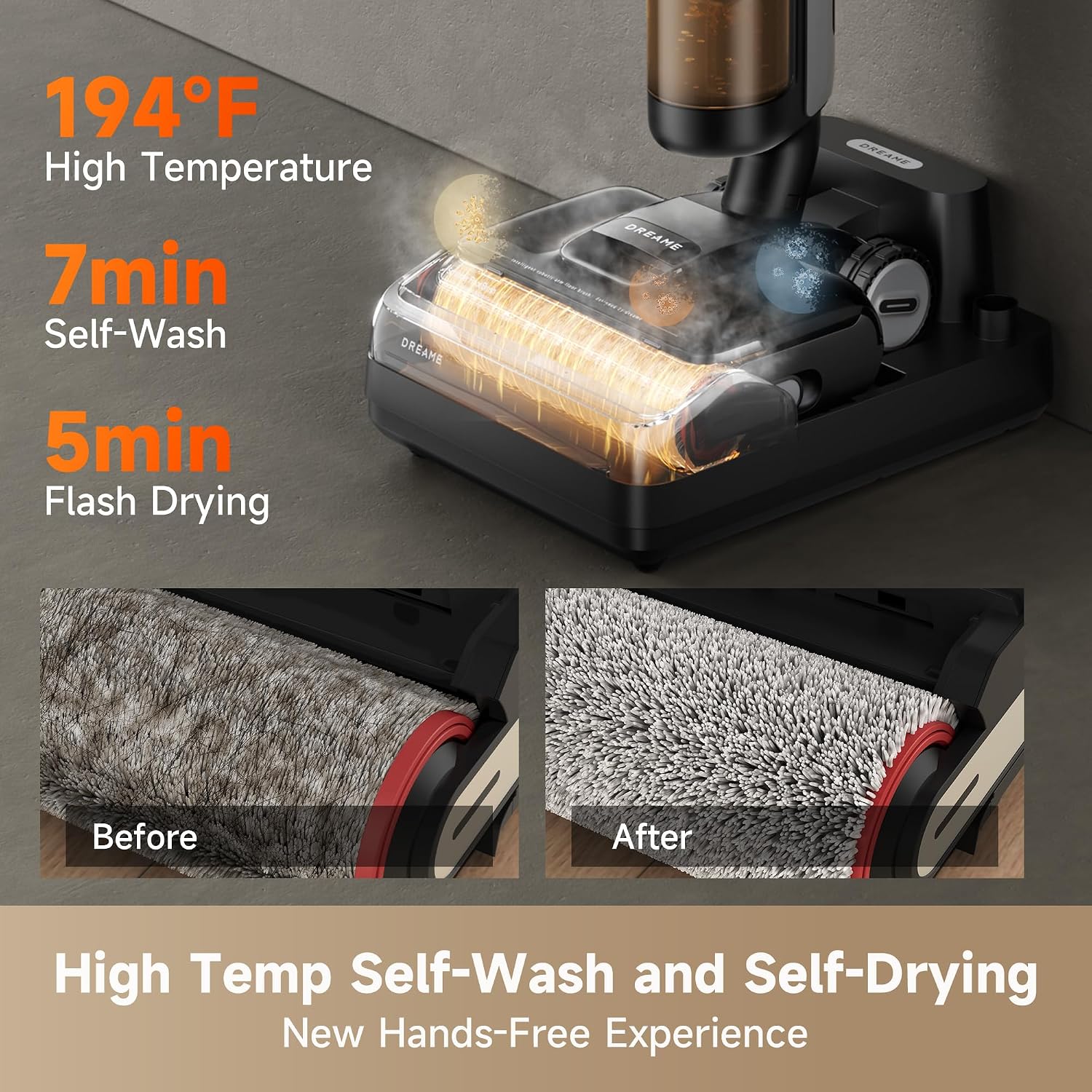 Detalle 1 de dreame H12 Pro FlexReach Wet Dry Vacuum Mop, 18,000 Pa, 180° Lie-Flat