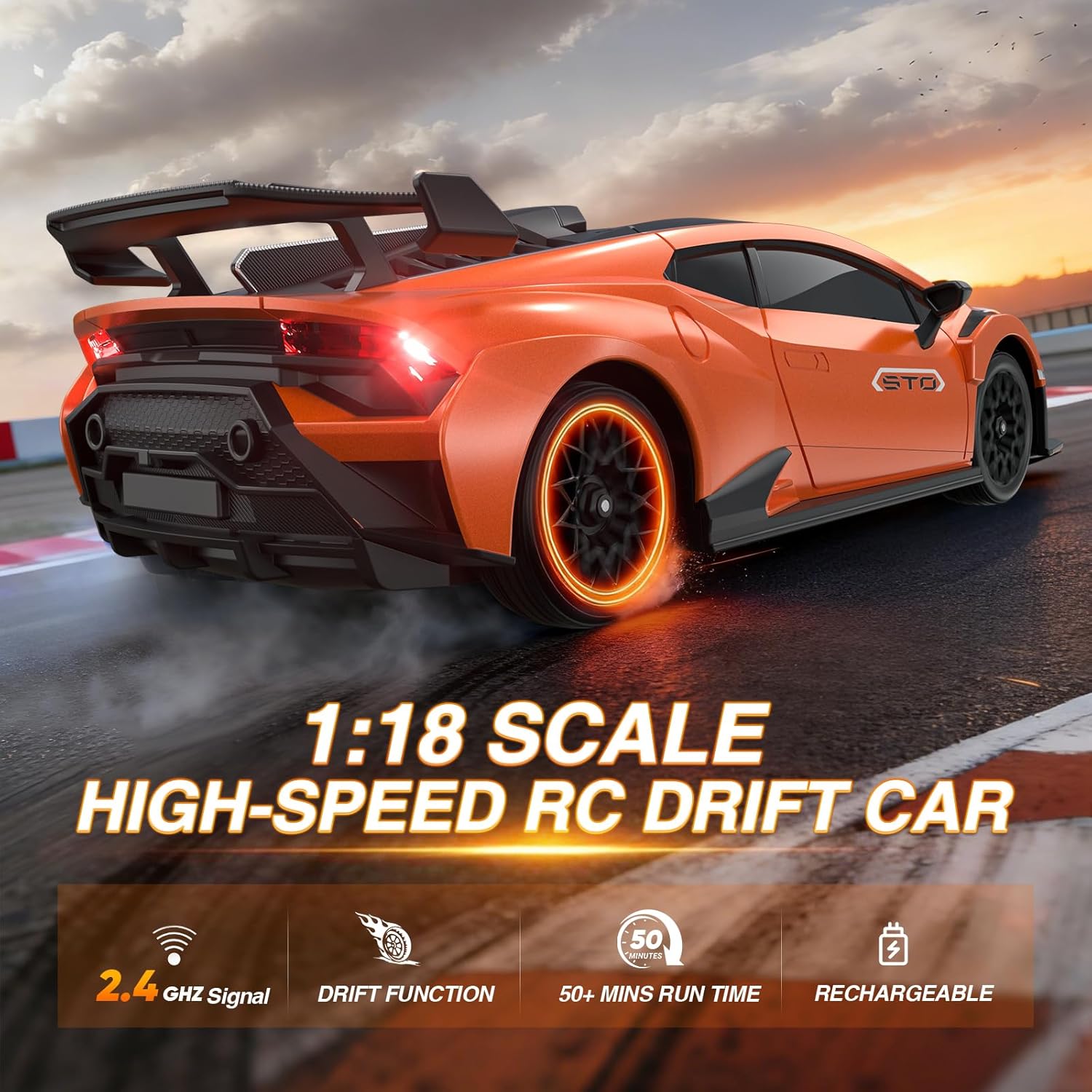 Thumbnail 2 de Lamborghini RC Drift Car (1:18) 4WD remote control drift car with full-proportional throttle and LED lights