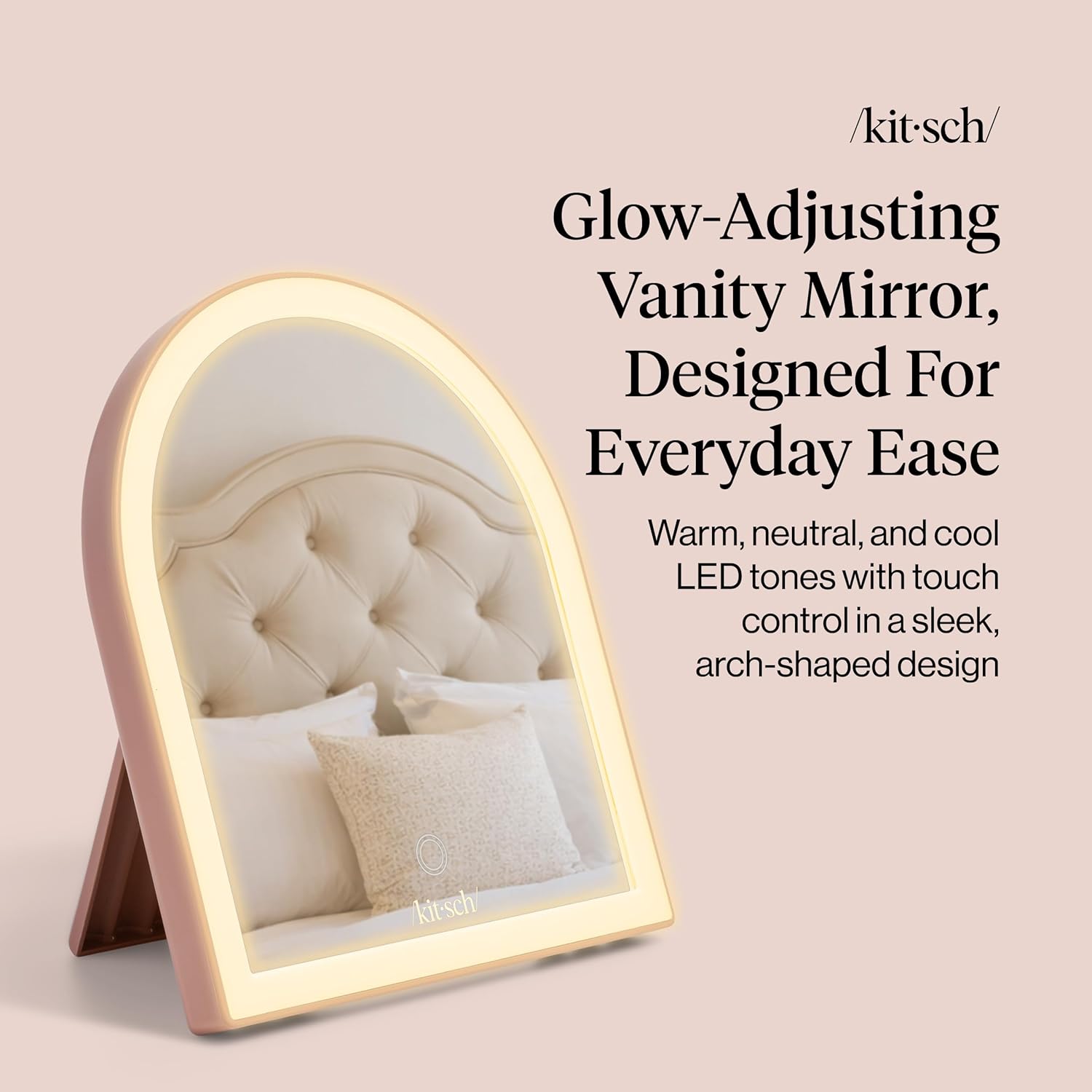 Detalle de Kitsch Arch Desk Vanity Mirror with Lights, Terracotta