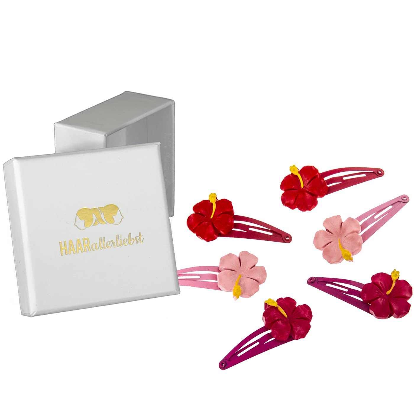 Detalle de Haarallerliebst Haarspangen-Set für Kinder – 4 Stück Ballerina mit Glitzer, inkl. Aufbewahrungsboxweiß