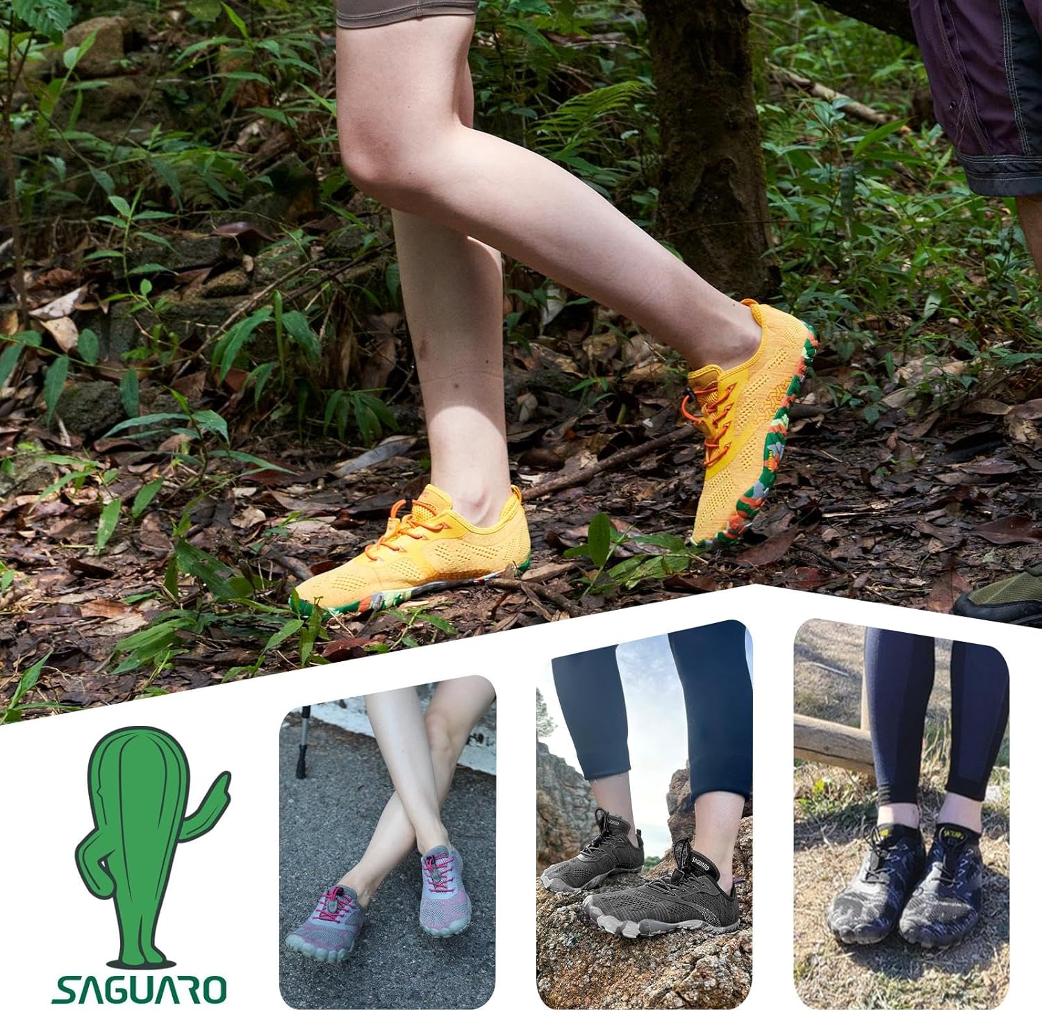 Detalle de SAGUARO Zapatillas Barefoot para Hombre/Mujer - Minimalistas, Zero Drop, Antideslizantes (Amarillo, 38 EU)