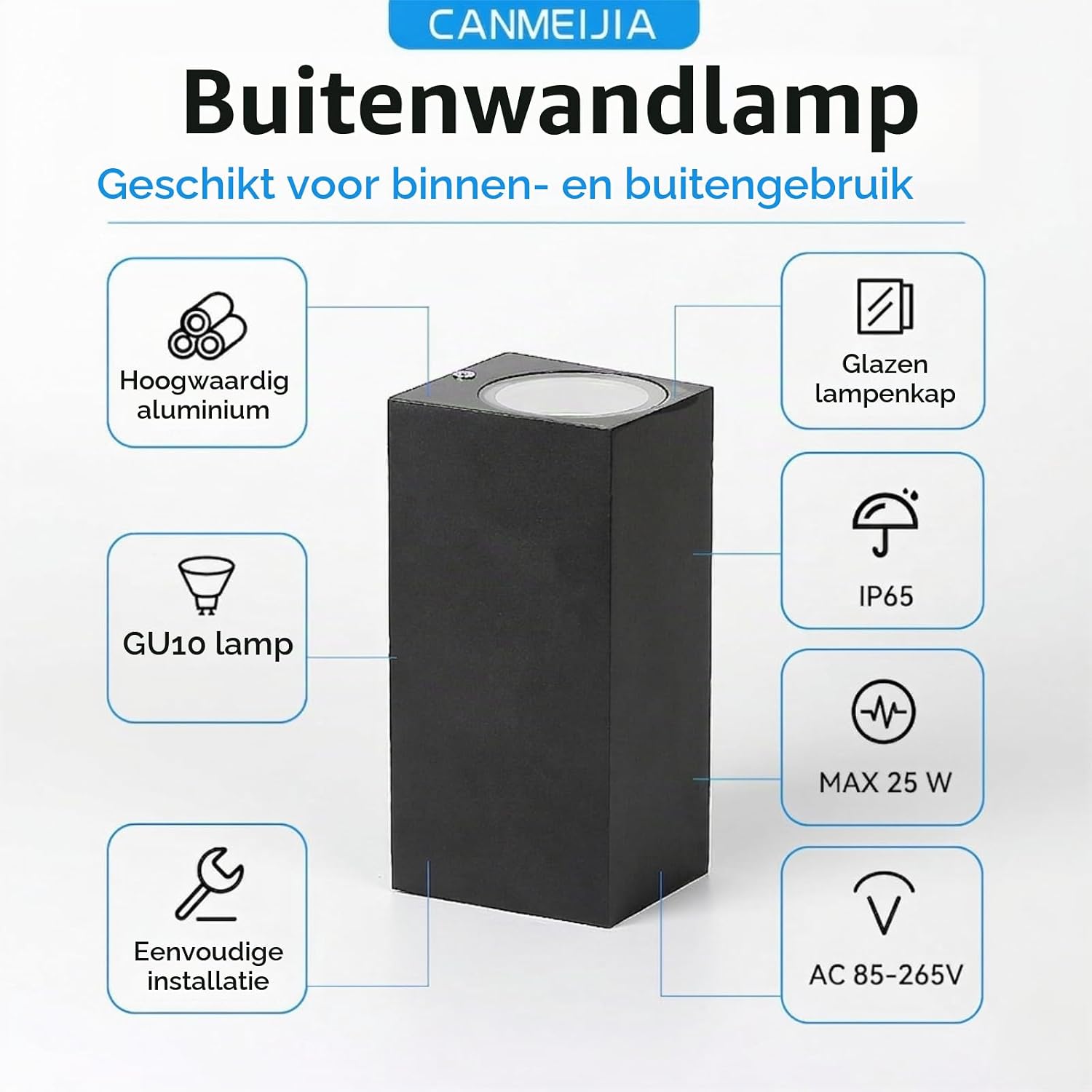 Detalle de CANMEIJIA BDB-155 buitenwandlampen, set van 2, IP65, GU10 up-down