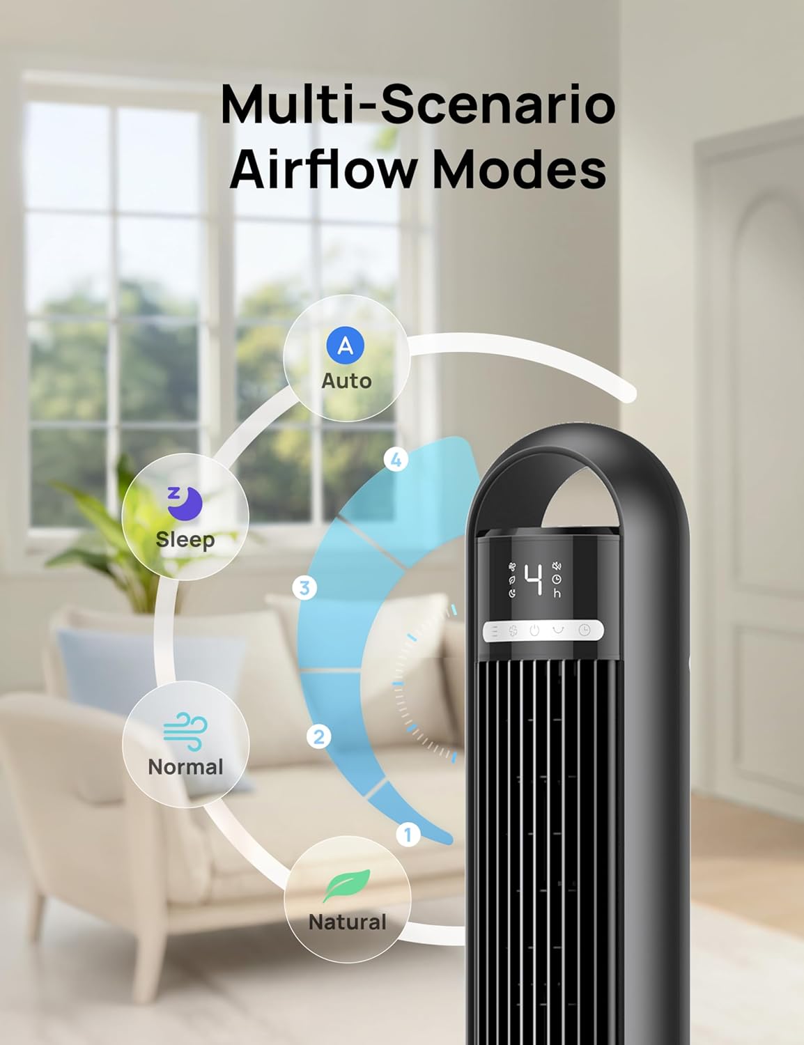 Thumbnail 6 de DREO Smart Tower Fan for Bedroom & Home – 26ft/s Airflow, 33ft Coverage, 12H App Timer