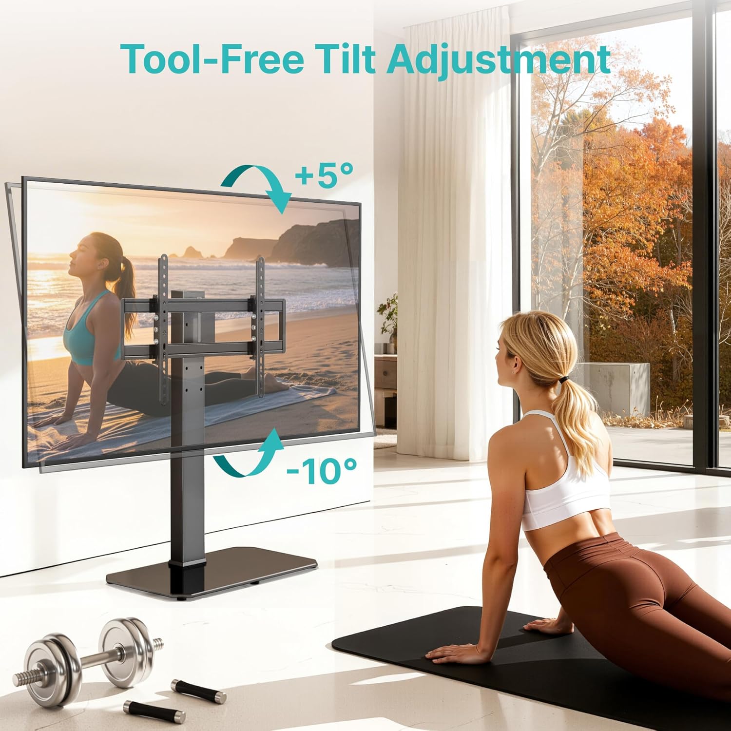 Thumbnail 5 de Pegzone Universal TV Stand Swivel with Power Outlet (43–90" TVs, VESA up to 600x400mm)