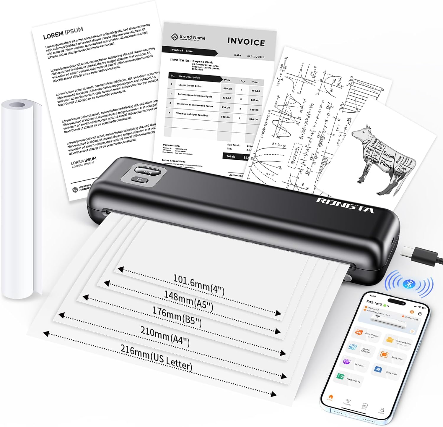 Detalle de Rongta F82 Portable Thermal Printer 2550mAh