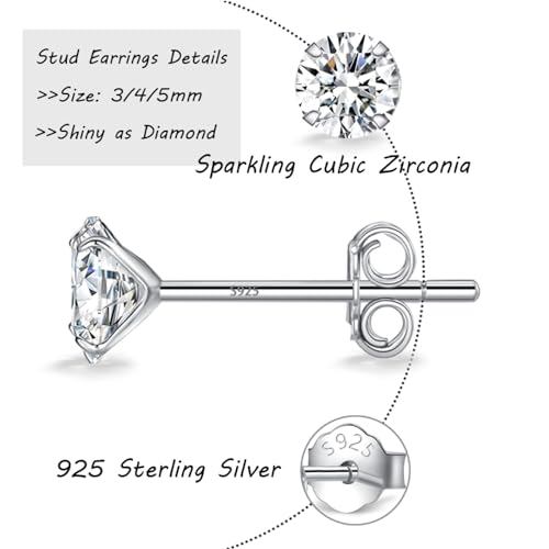 Thumbnail 2 de Ecripe 3 Pairs 925 Sterling Silver Earrings Set for Women