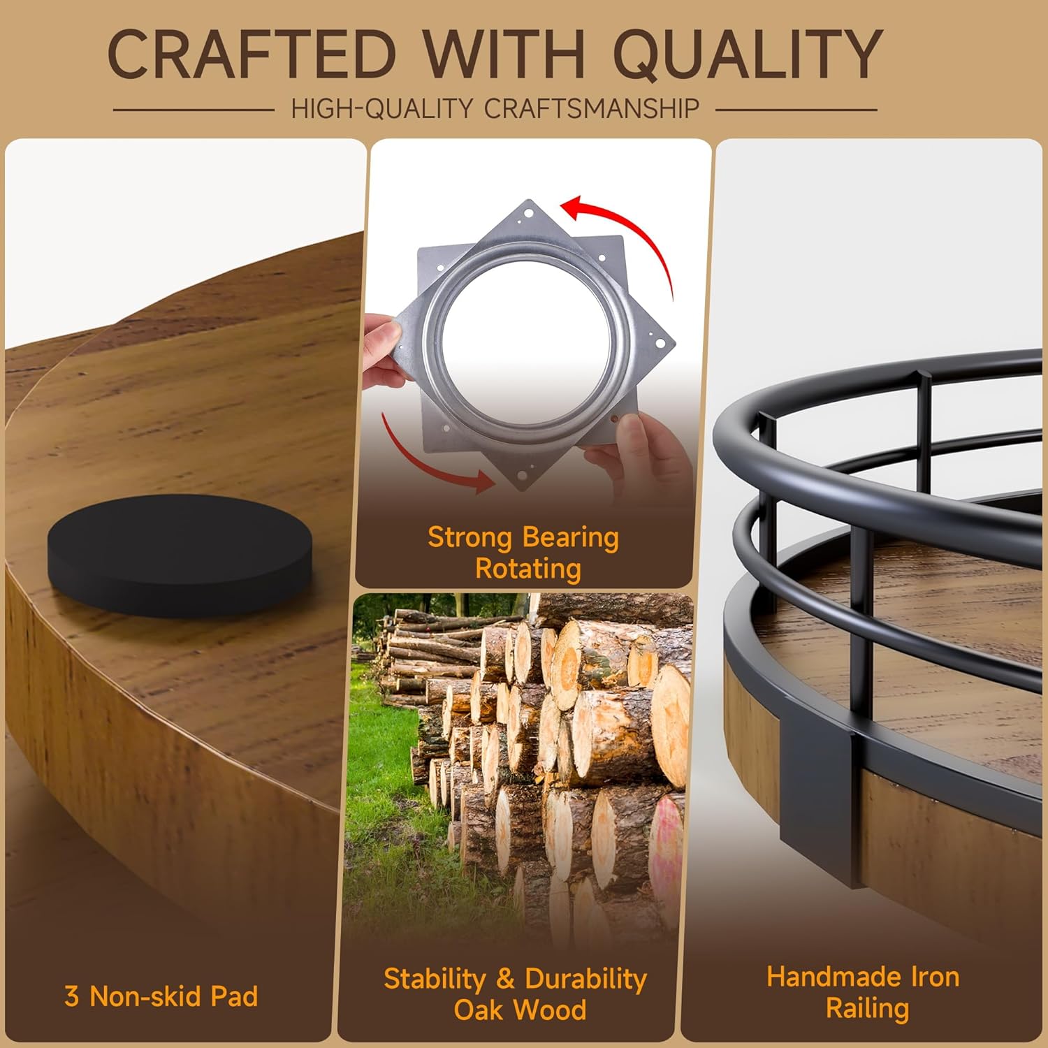 Thumbnail 3 de Farmhouse Oak 16-Inch Lazy Susan Turntable Organizer