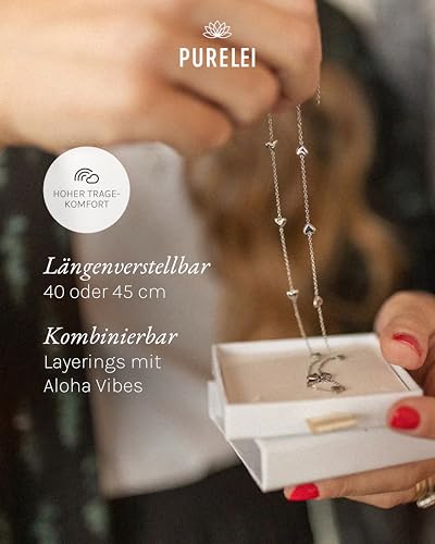 Detalle 2 de Purelei Alohi Heart Kette Damen – Edelstahl-Halskette, 14K vergoldet, verstellbar 40–45 cm