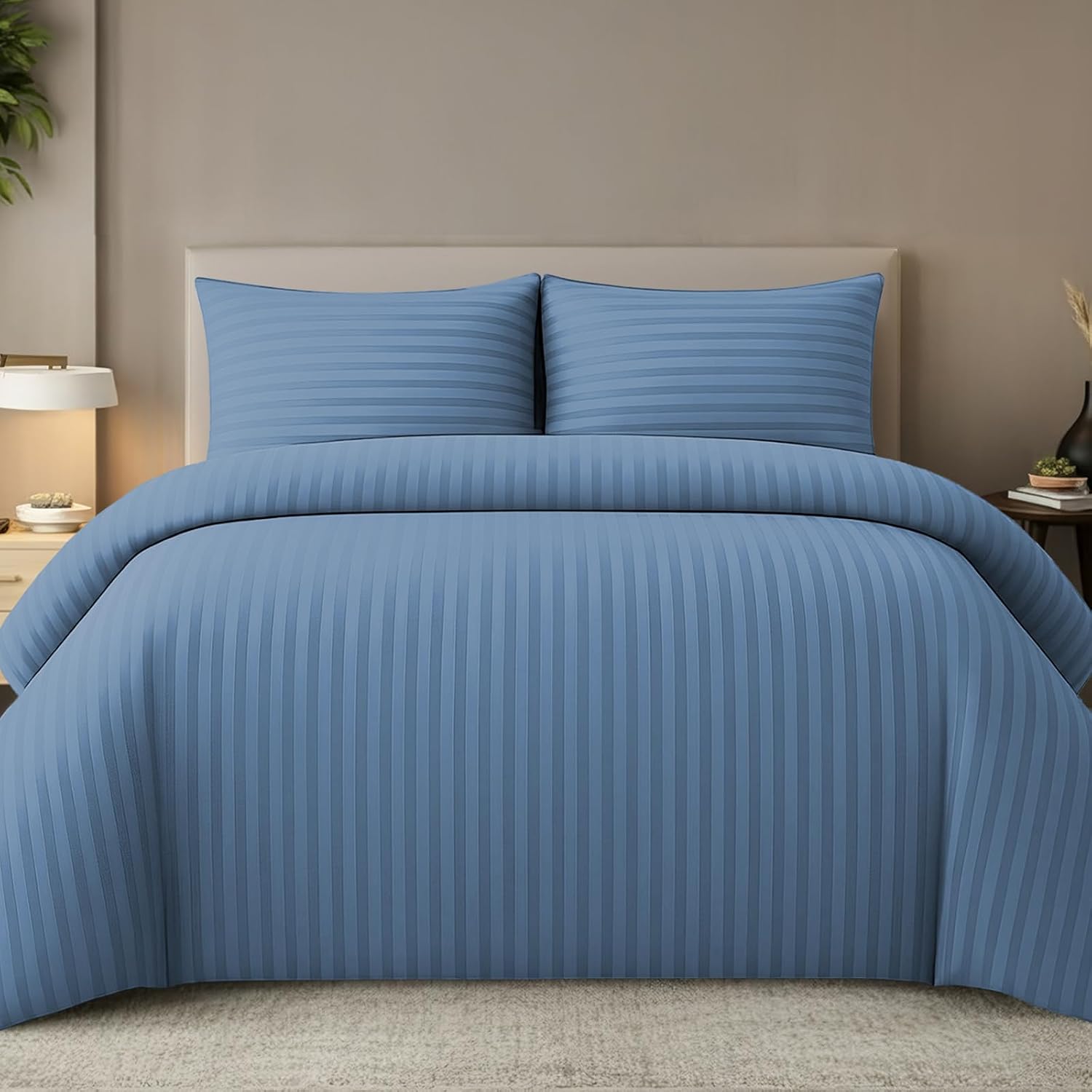 Detalle de Pamposh Satin Stripe single duvet cover set