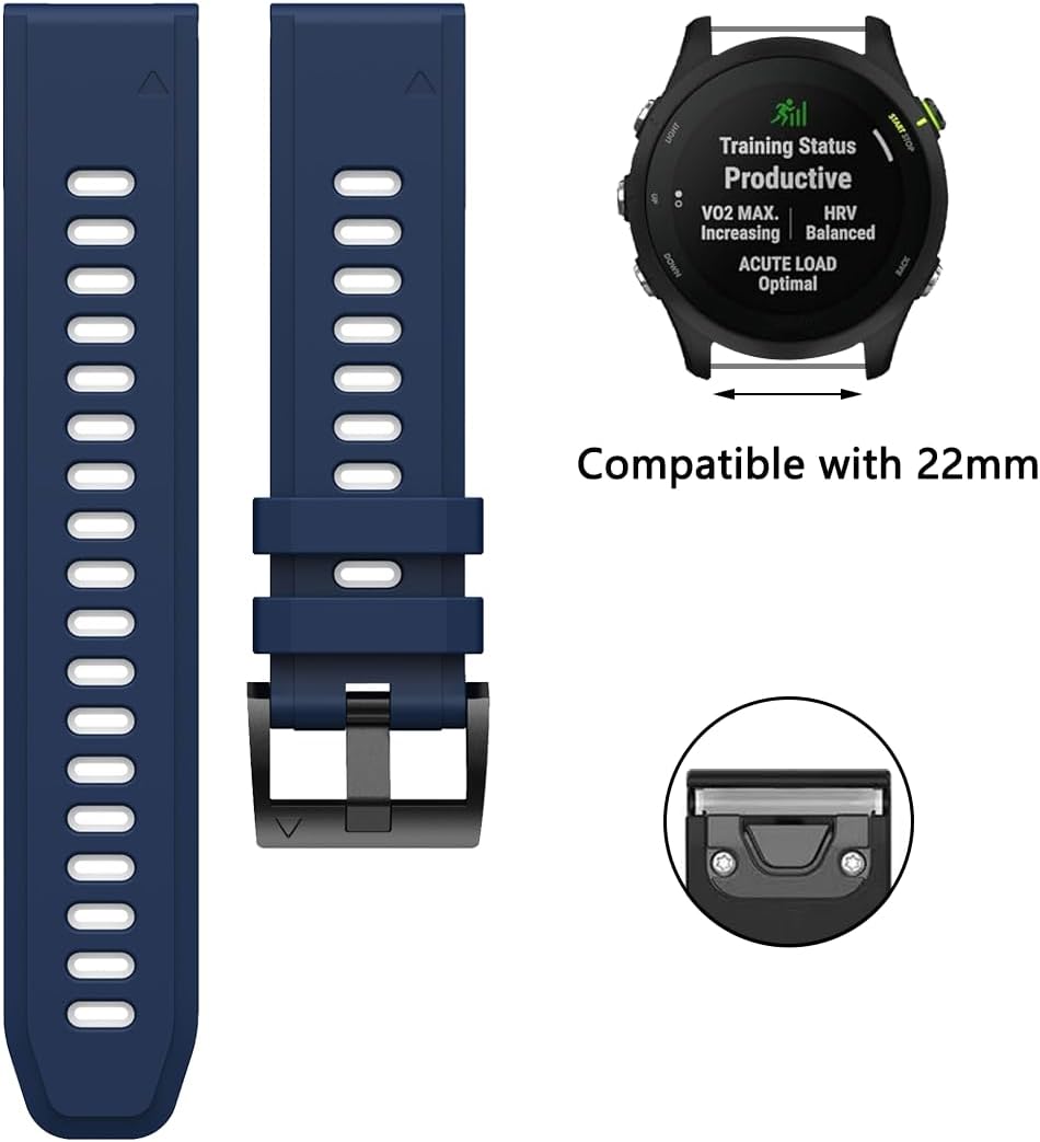 Thumbnail 3 de FiiMoo 22mm Silicone Strap for Garmin Descent G2/G1, Fenix 8 47mm, Tactix 8 47mm and More – Comfortable, Adjustable Sport Band