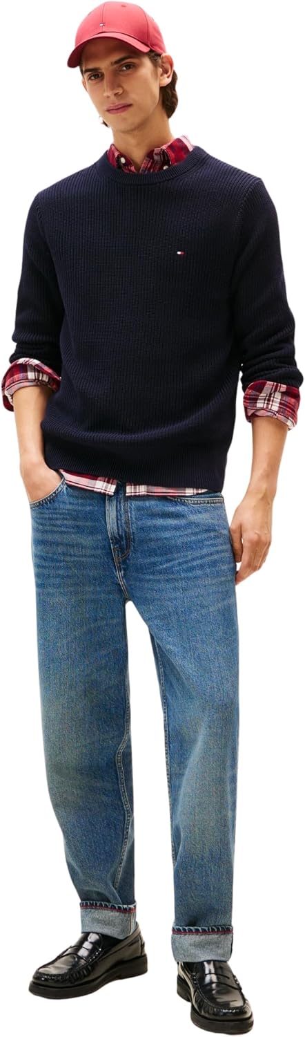 Thumbnail 3 de Tommy Hilfiger men’s RWB rib crew neck pullover sweater (100% organic cotton)
