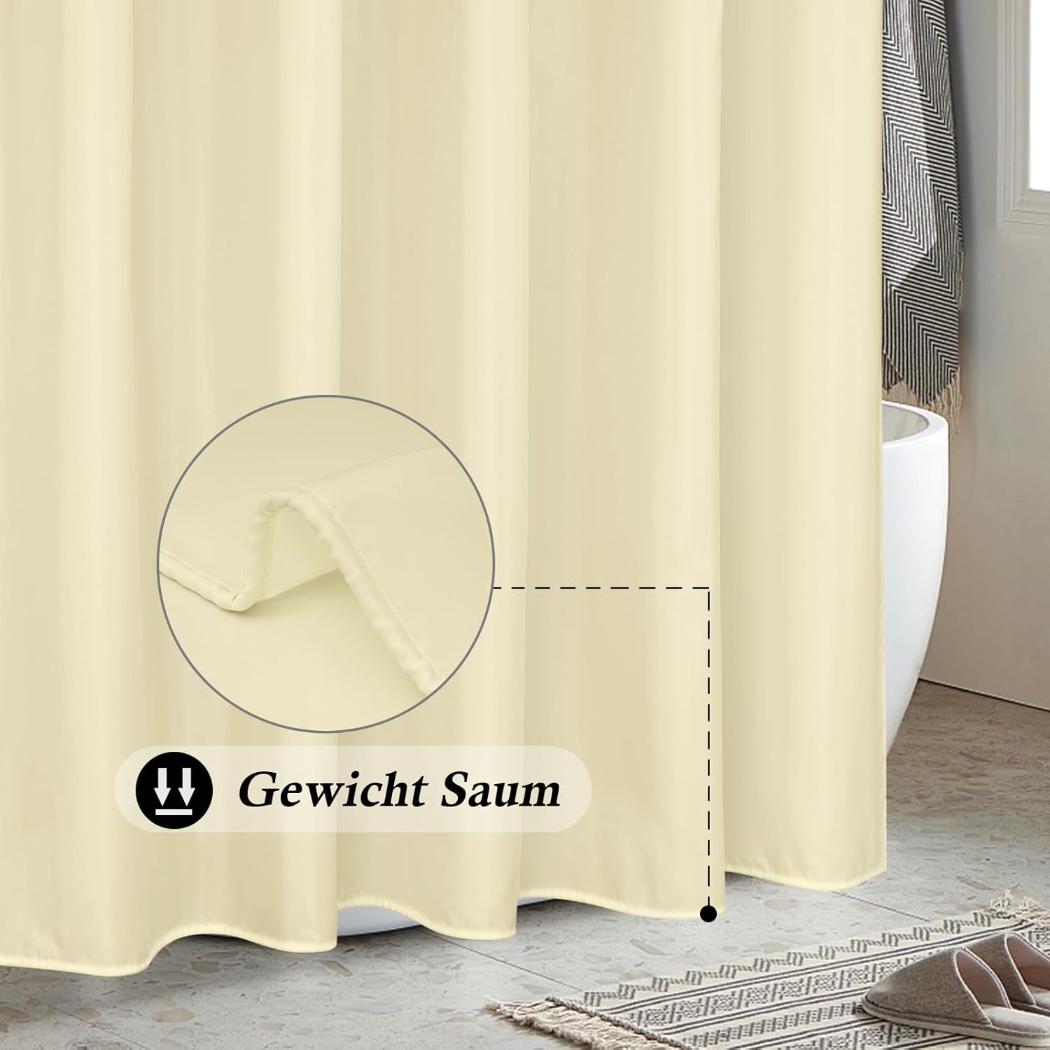 Thumbnail 2 de EurCross Rideau de douche beige 180x200 cm