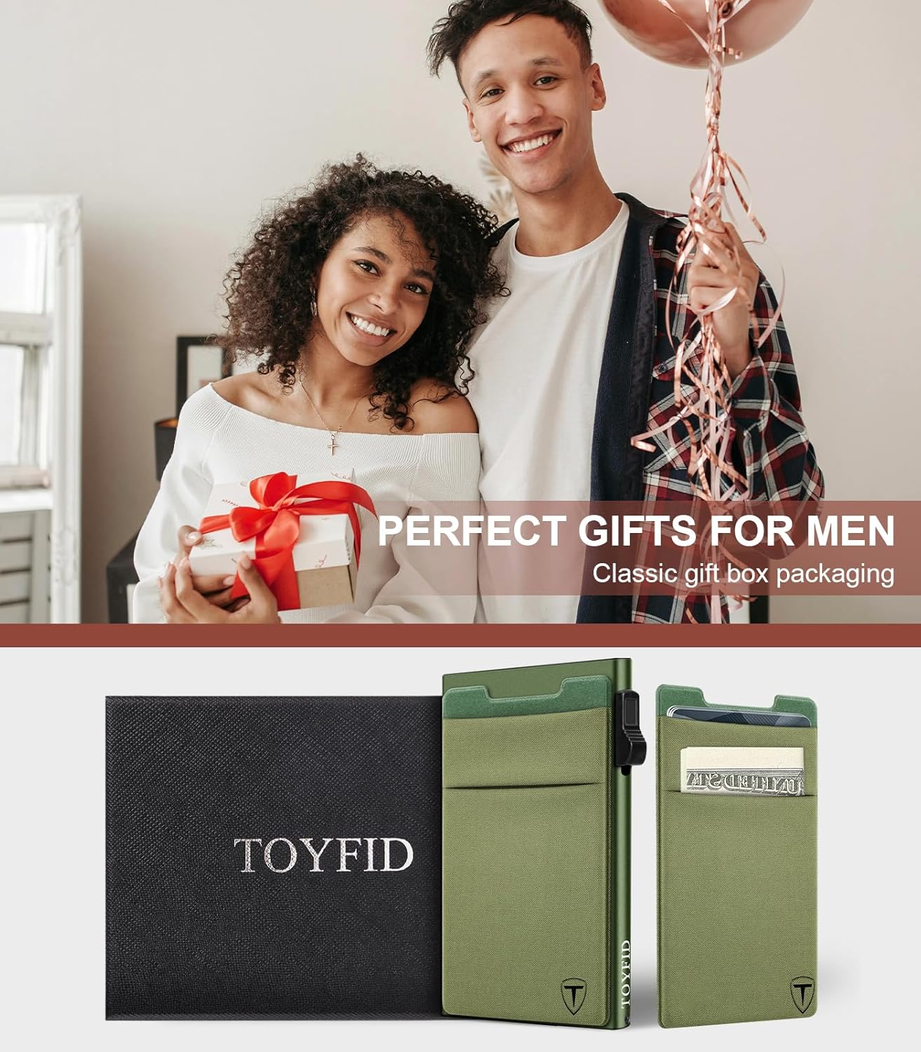 Thumbnail 6 de TOYFID Slim Wallet for Men with Pop-Up Card Access and RFID Blocking