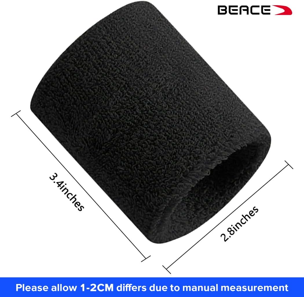 Thumbnail 6 de BEACE sd023 Sports Wristbands, 6-Pack Cotton Blend, Black/White/Gray
