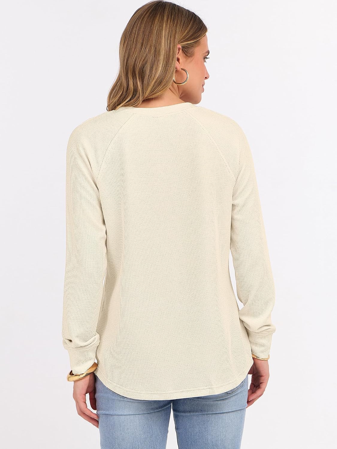 Thumbnail 4 de ANRABESS Waffle Knit Henley Top 2026