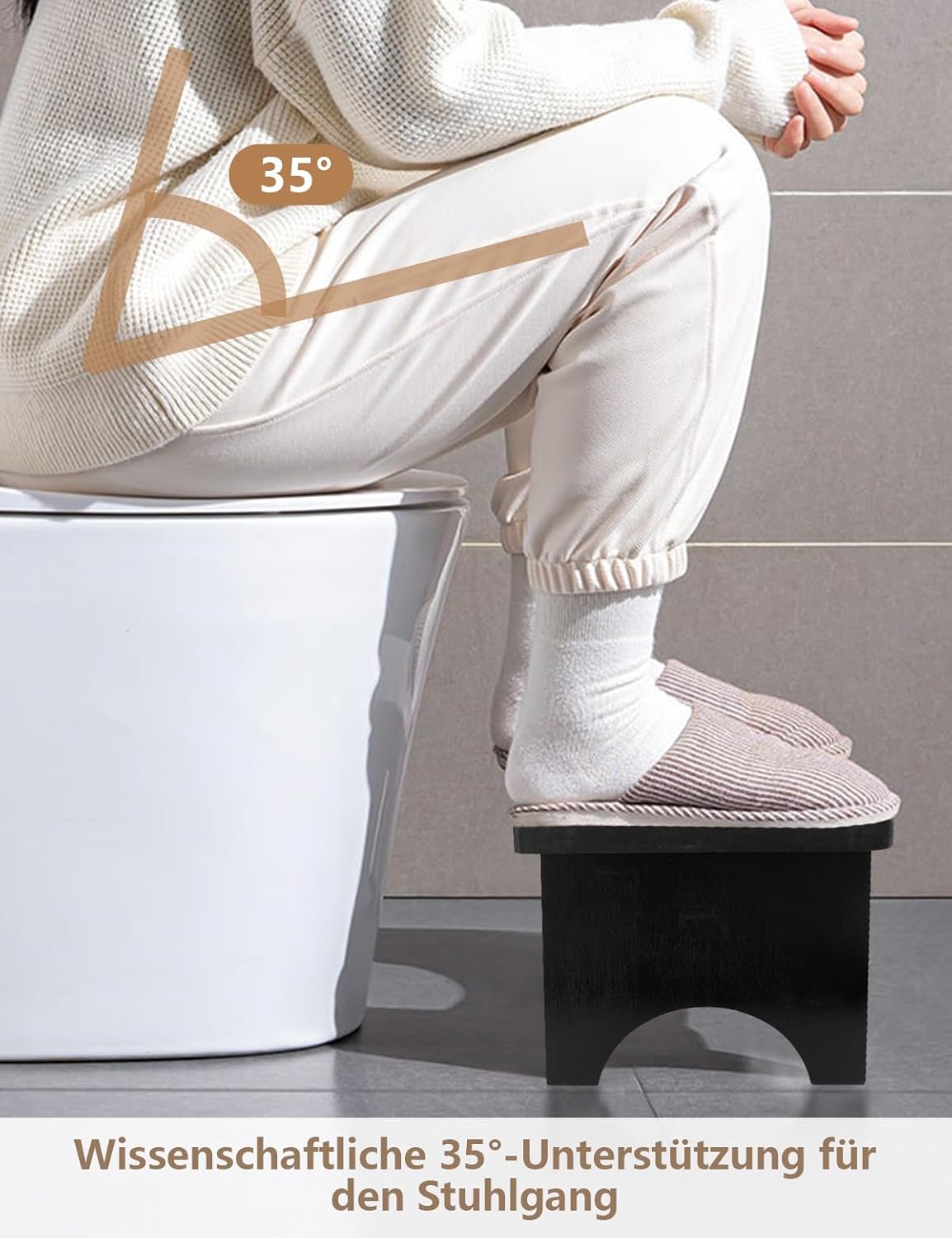 Thumbnail 2 de SeiriHelper Toilettenhocker aus Bambusholz – ergonomischer Klohocker für bequemeren Sitz im Bad