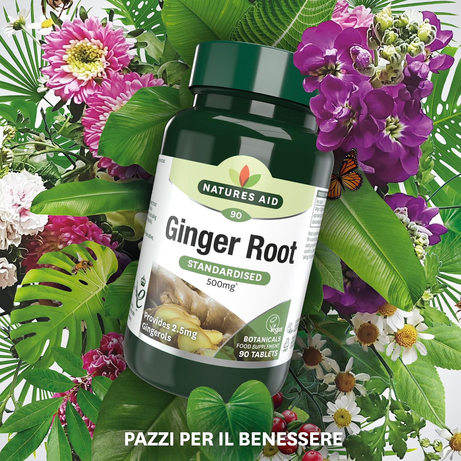 Thumbnail 5 de Natures Aid Racine de gingembre 500 mg – 90 comprimés végétaux (complément alimentaire, Vegan Society)