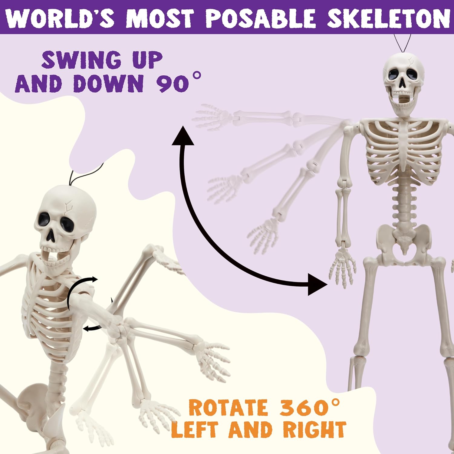 Thumbnail 3 de JOYIN 24-Inch Halloween Skeleton Decorations, 2-Piece Yellow Plastic Set