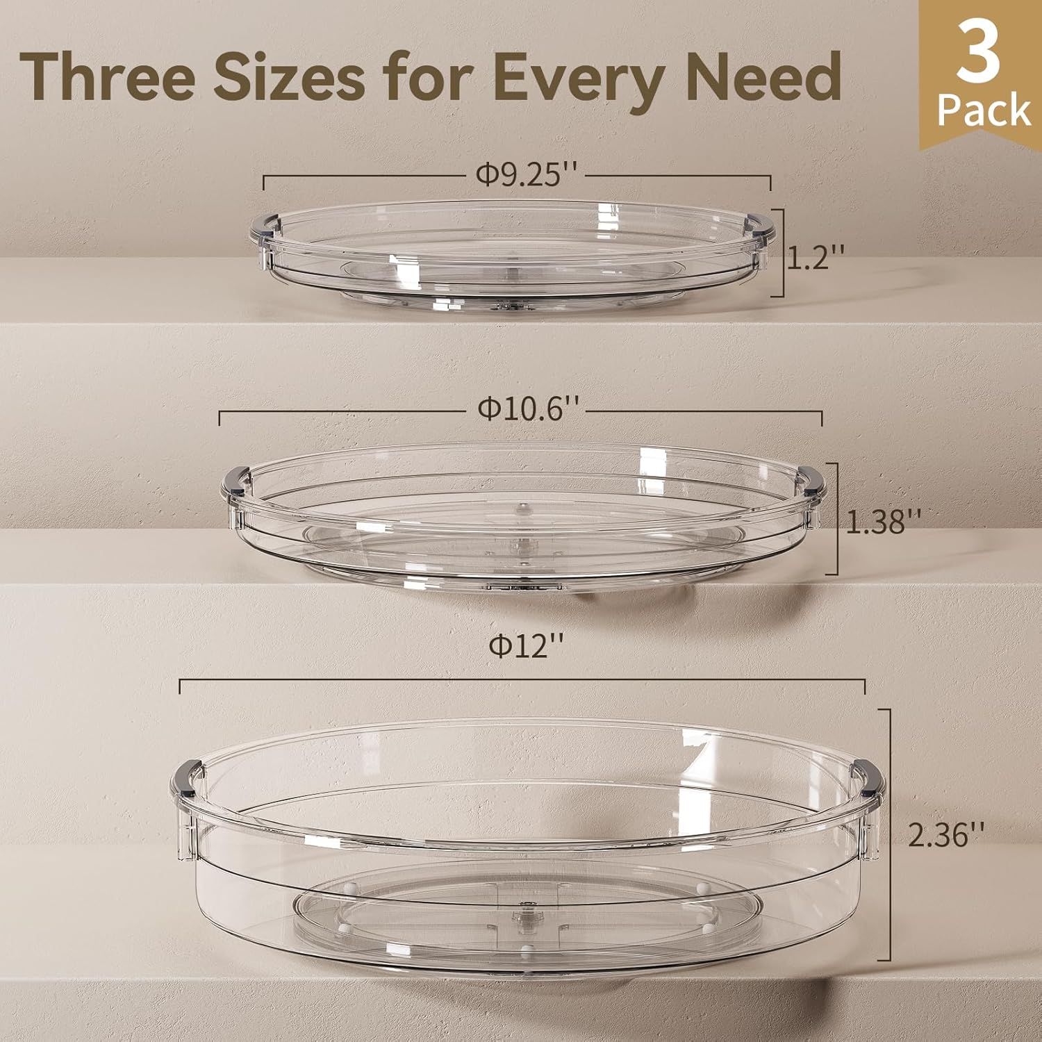 Thumbnail 5 de LAMU Lazy Susan 3-pack, 9.25", 10.6", 12"