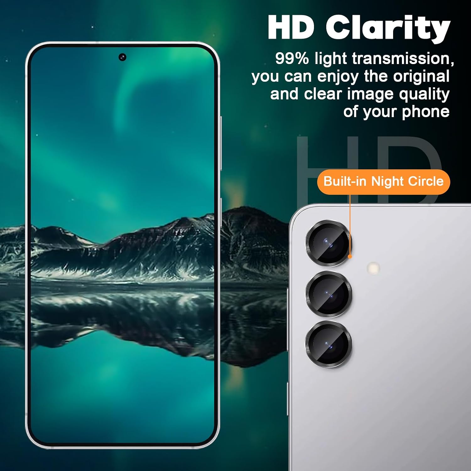 Detalle de Locofun Kameraschutz für Samsung Galaxy S25 5G – 2er Set, 9H Glas mit Metallring, Schwarz