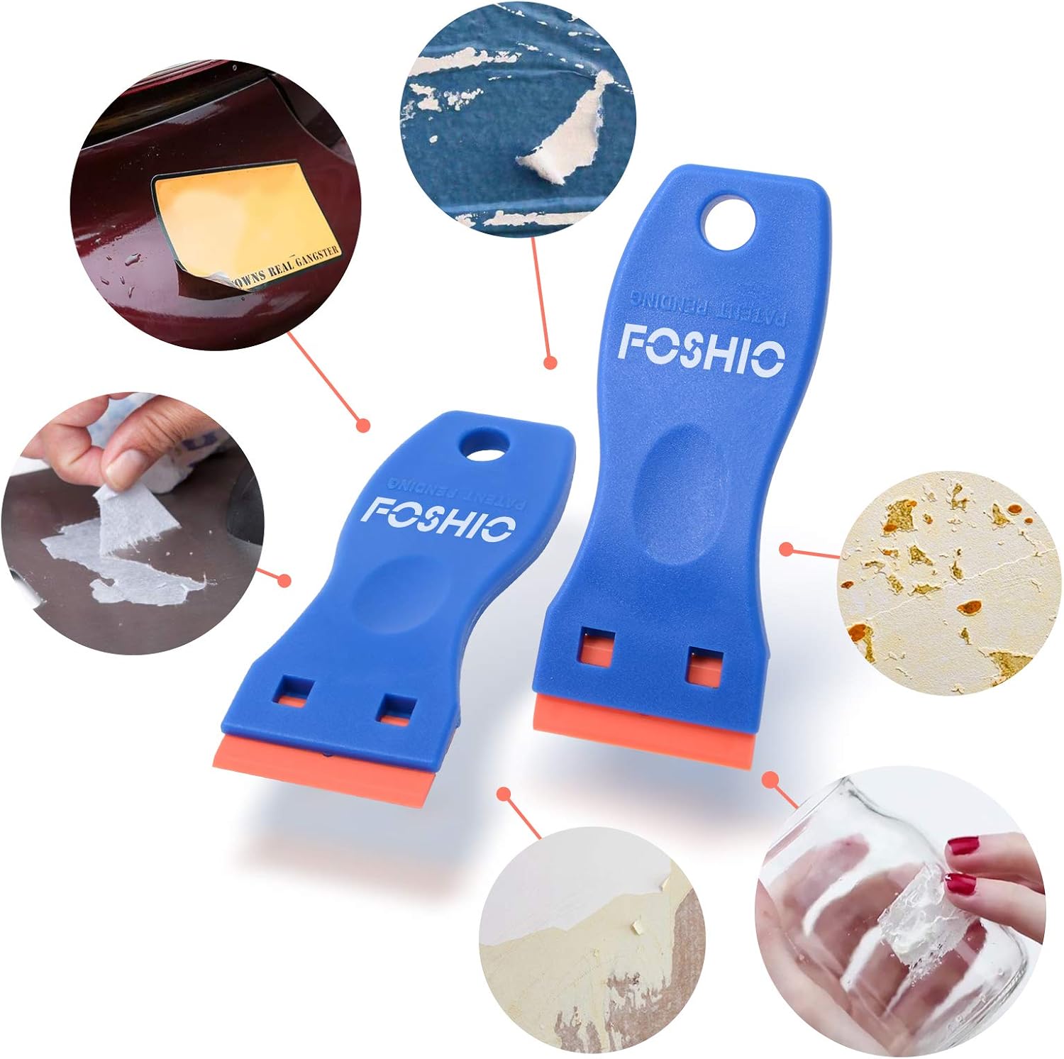 Detalle de FOSHIO FM052 Plastic Razor Blade Scraper Set with 2 Tools and 100 Blades