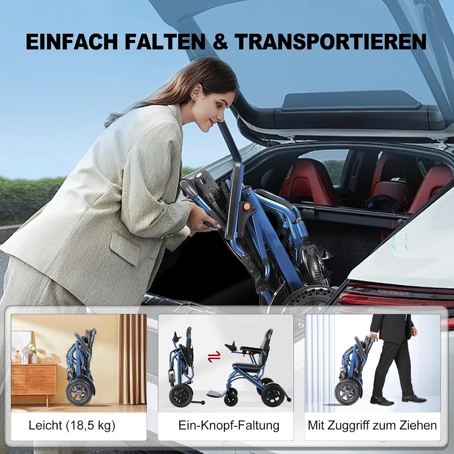 Detalle 2 de D04 Elektrischer Rollstuhl faltbar 150 kg