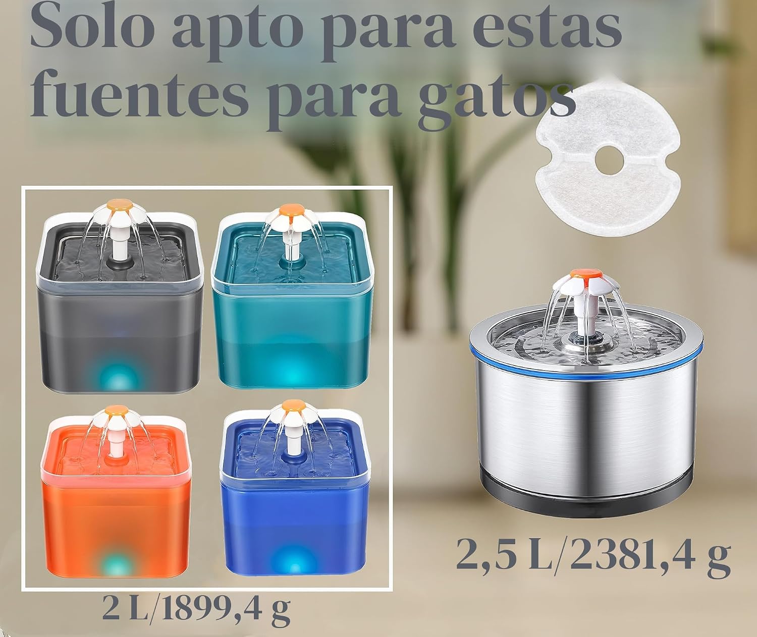 Detalle 2 de Yiupea Filtro de Fuente 6 Piezas para Gato 2L