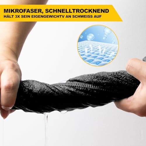 Detalle de POWER GUIDANCE Fitness Handtuch Set – Premium Mikrofaser Zweiteiliges Handtuch-Set (130x50 cm & 50x30 cm) mit Kapuze, Druckknöpfen, Reißverschlusstasche, Magnetclip und Gummiband