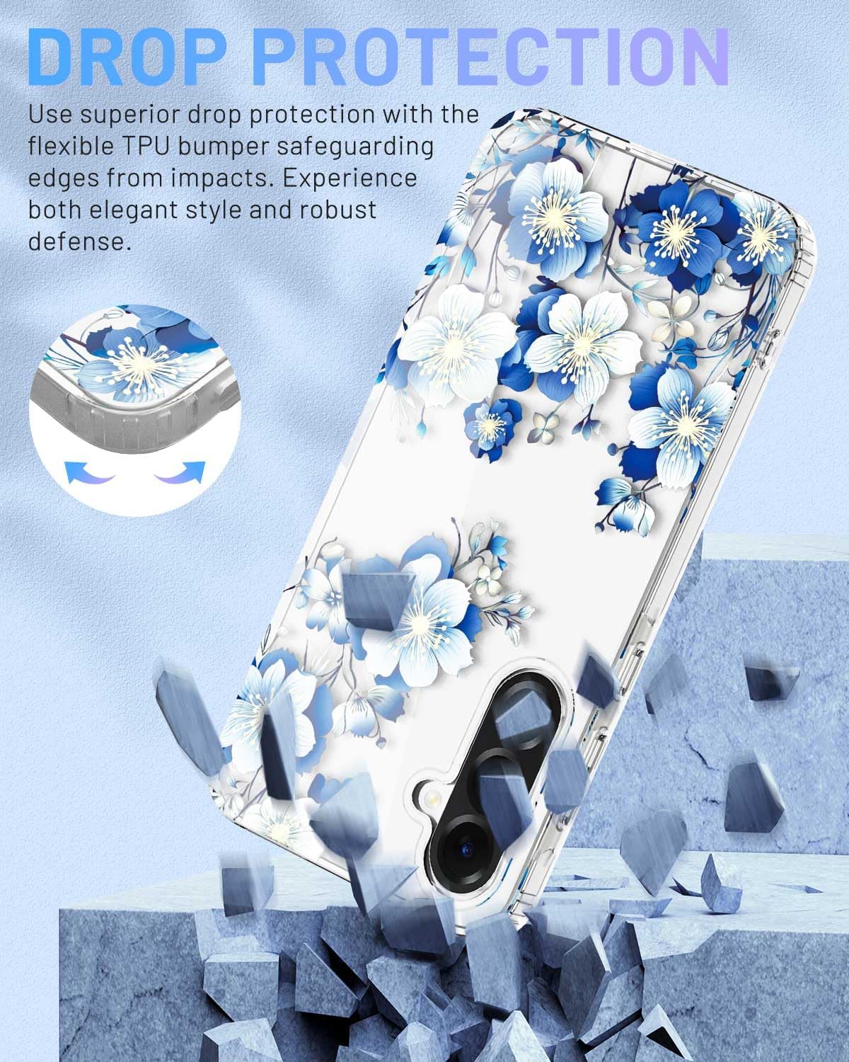 Thumbnail 4 de GOTOURED Floral Clear Case for Samsung Galaxy A56/A36 5G — Blue