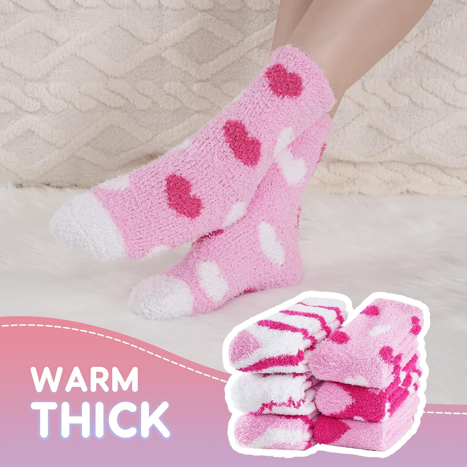 Thumbnail 4 de Niofind Chaussettes Chaudes Femme 36-42 Corail