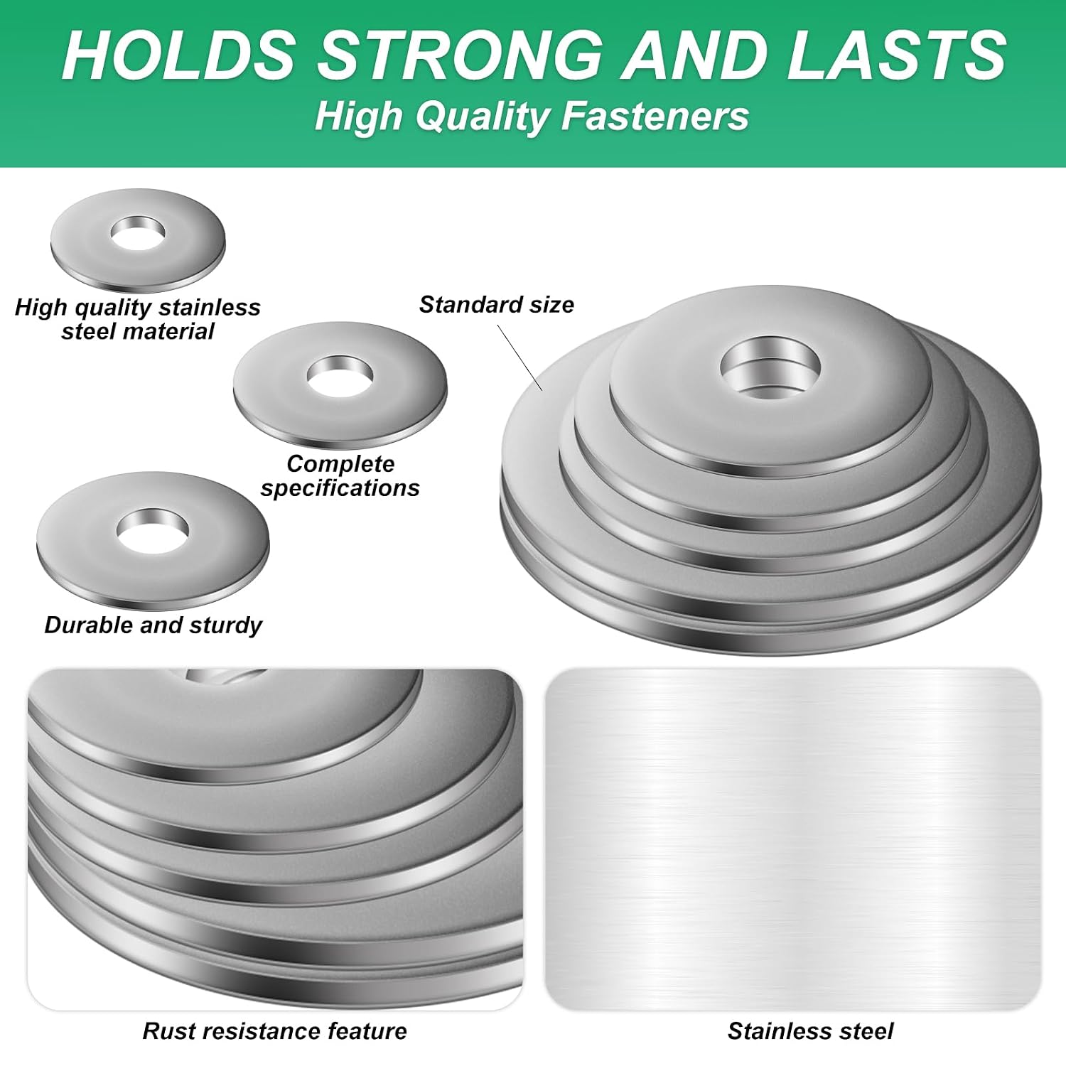 Detalle de M5 stainless steel penny washers (304) – 50 pack for bolts, screws and outdoor fixes