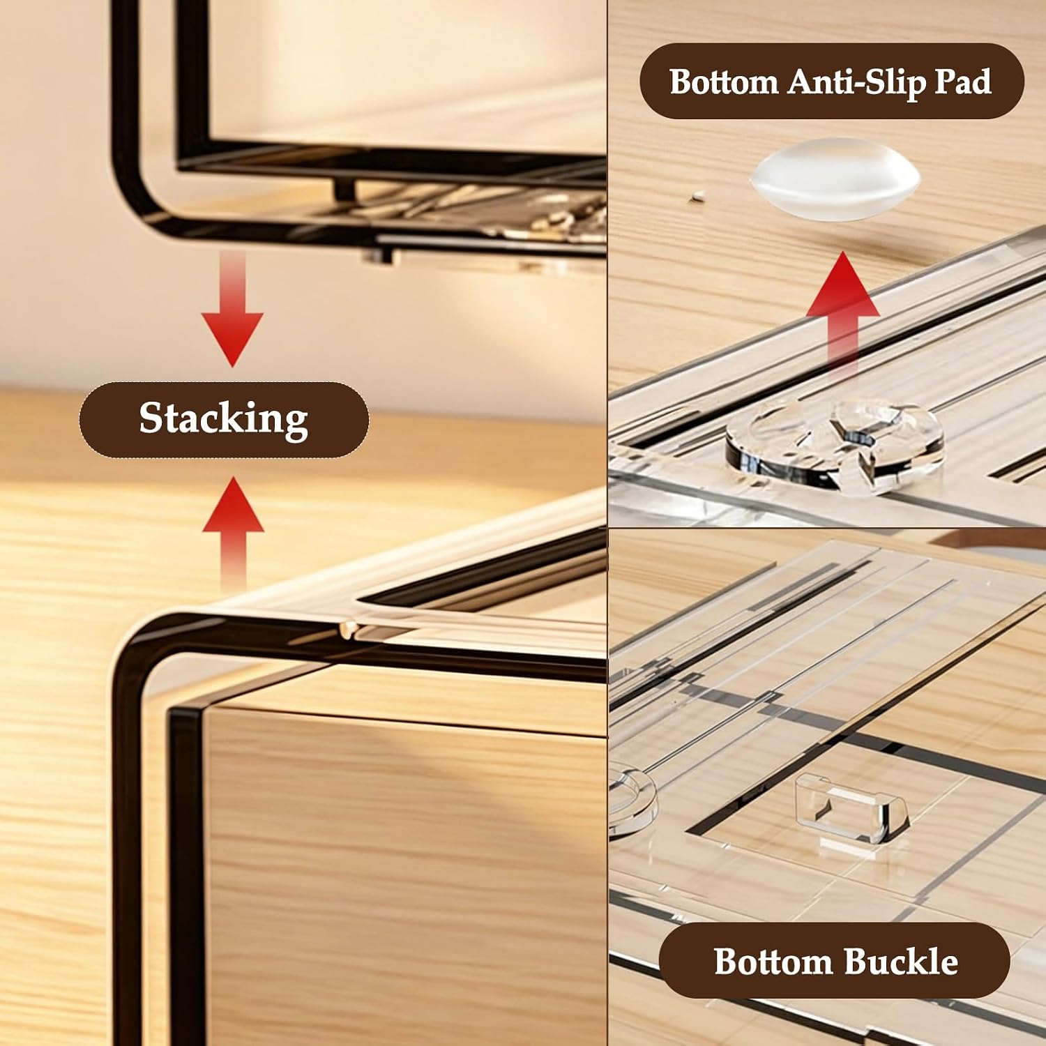 Detalle de Gifhomfix GF-BYST-5P 5-Drawer Baby Bottle Organizer, Clear and Stackable