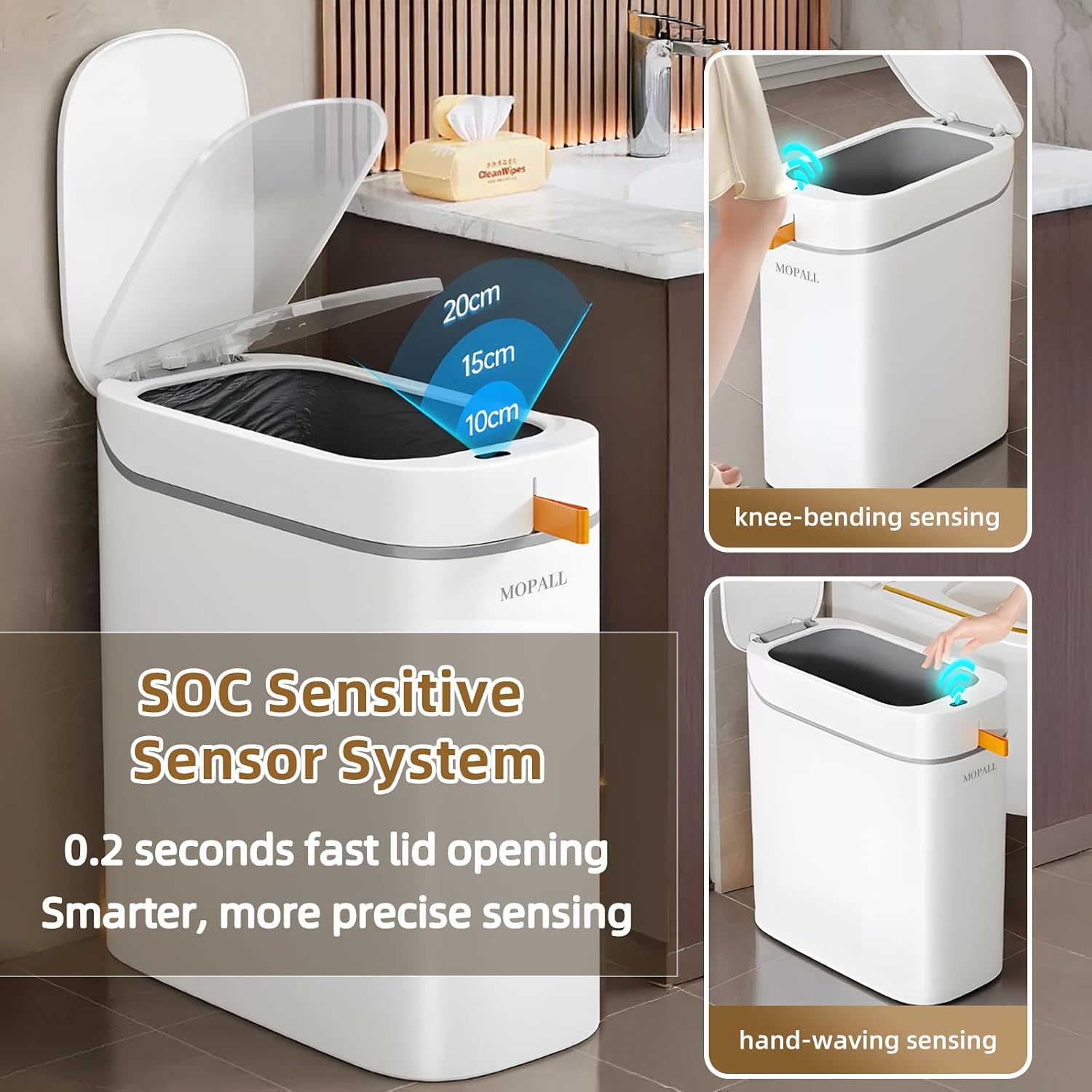 Detalle de MOPALL Motion-Sensor Trash Can, 3.5 Gallons