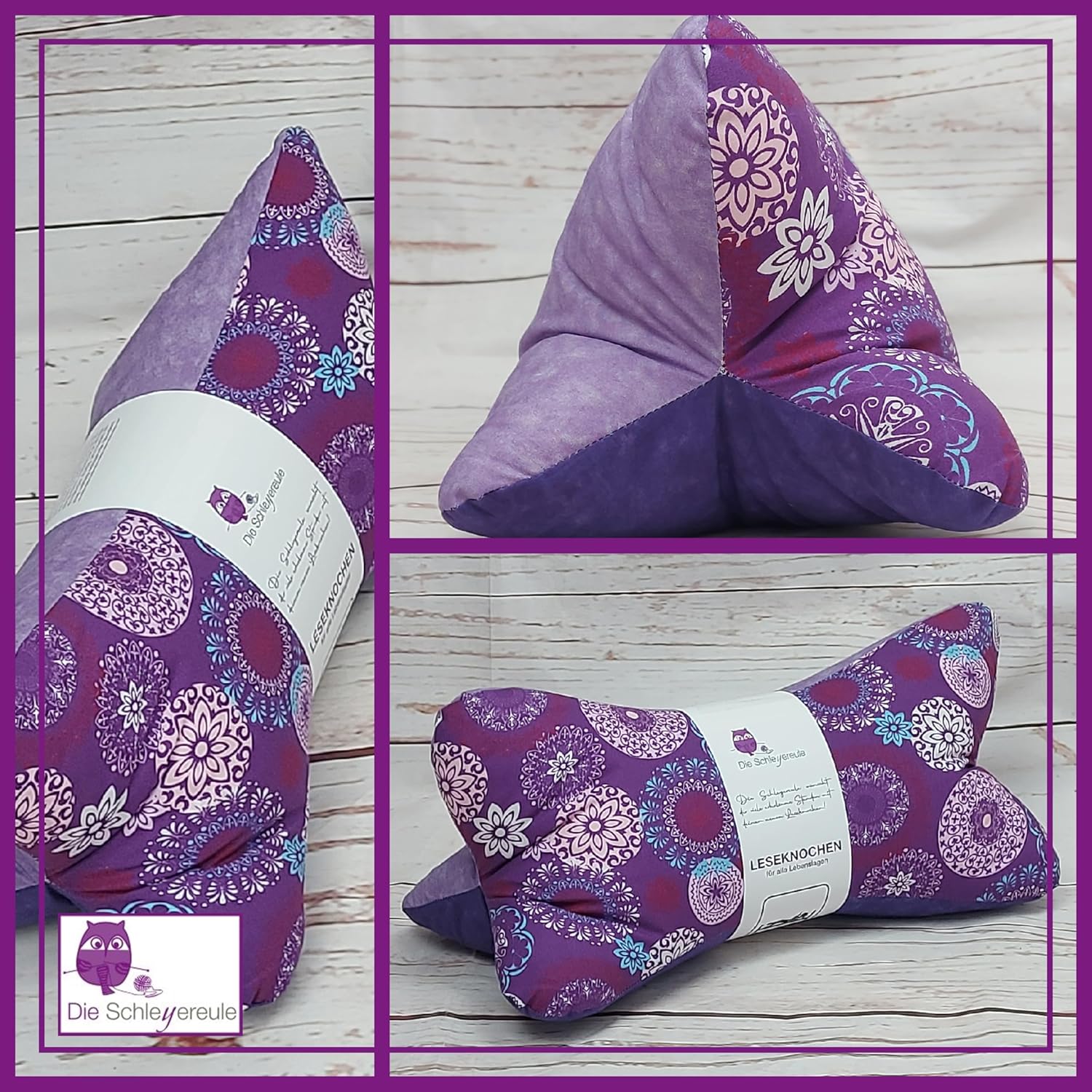 Thumbnail 1 de Leseknochen Mandala Nackenkissen „Mandala wildberry“ – bequem, handgestopft und waschbar