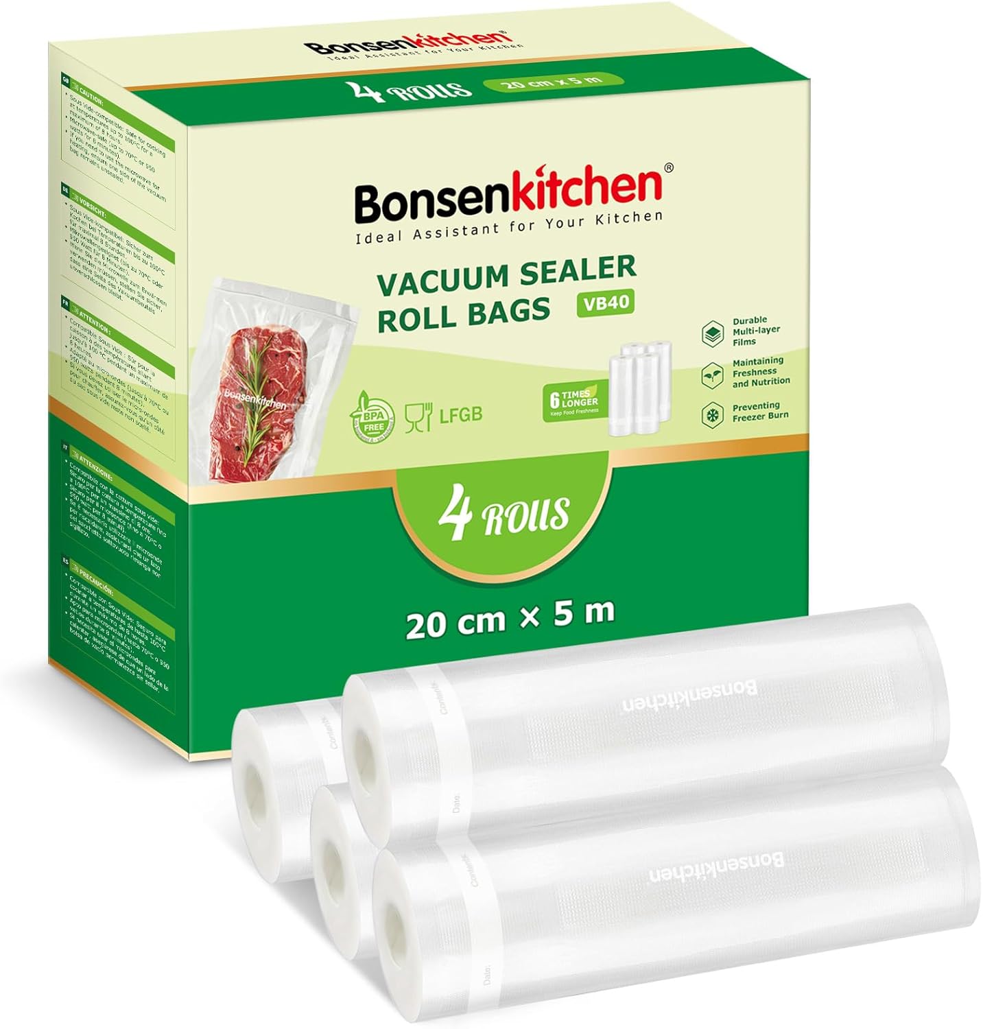 Thumbnail 6 de Bonsenkitchen VB41 28cm x 5m Bolsas envasar al vacío