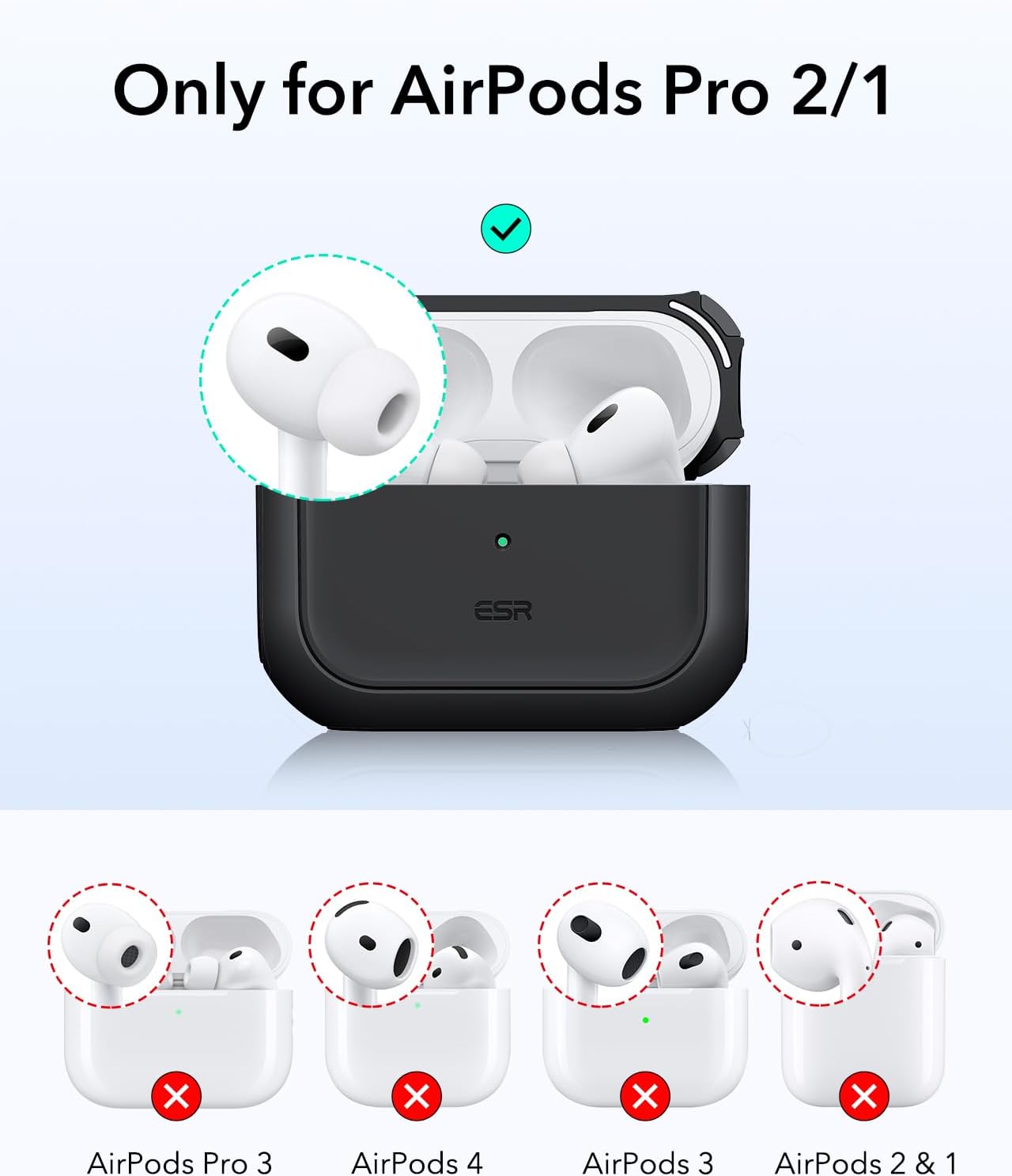Detalle de ESR AirPods Pro 2 Case MagSafe, Drop Protection