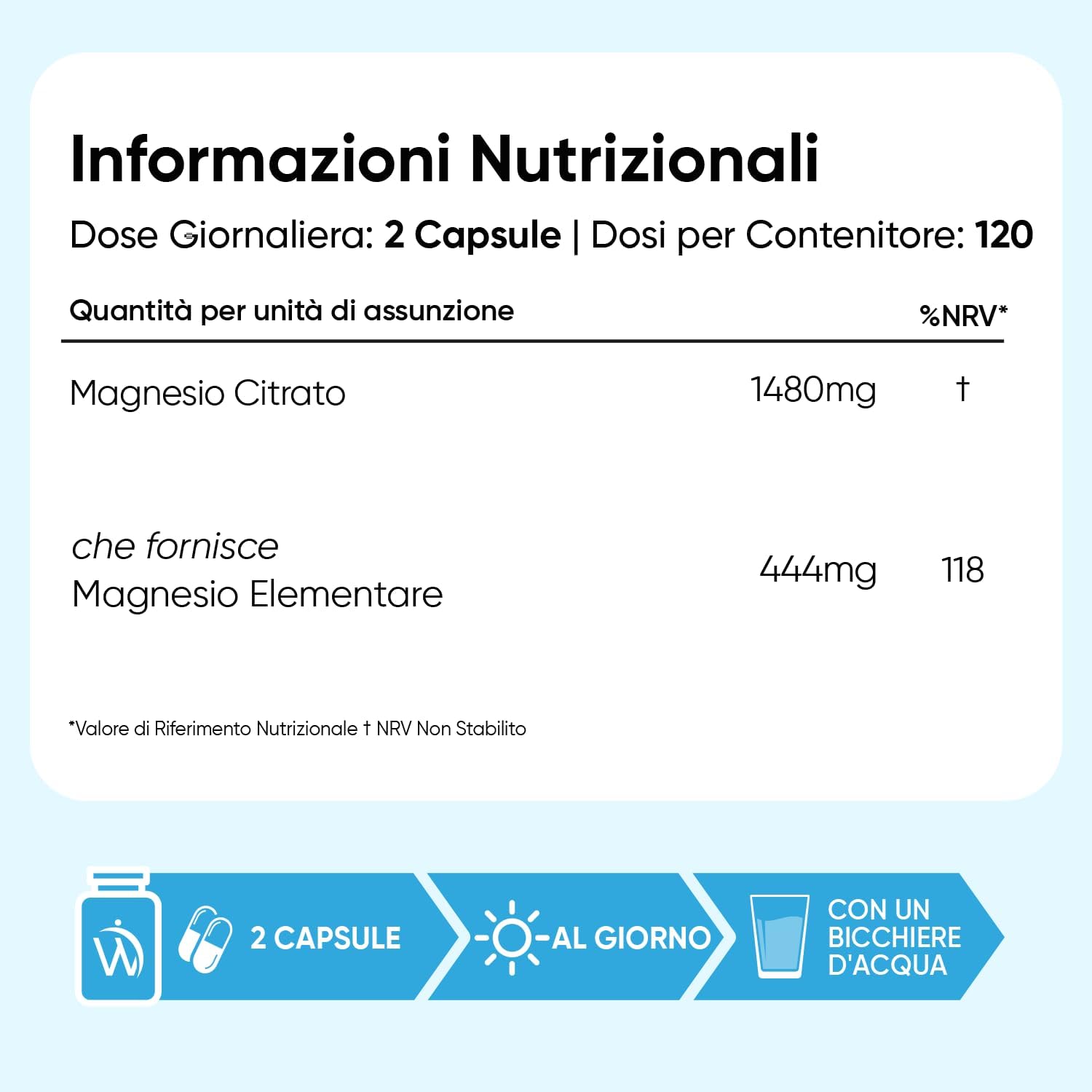 Detalle de WeightWorld Magnesio Citrato Tamponato 30% 444 mg: 240 capsule vegane (4 mesi)