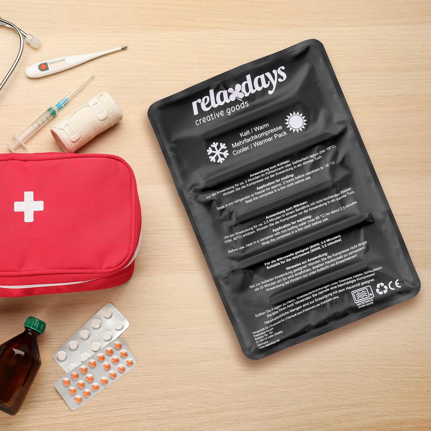 Thumbnail 1 de Relaxdays Poche de Glace Chaud et Froid 25 x 36 cm, Gel, Pochette réutilisable, Noir — Premiers secours