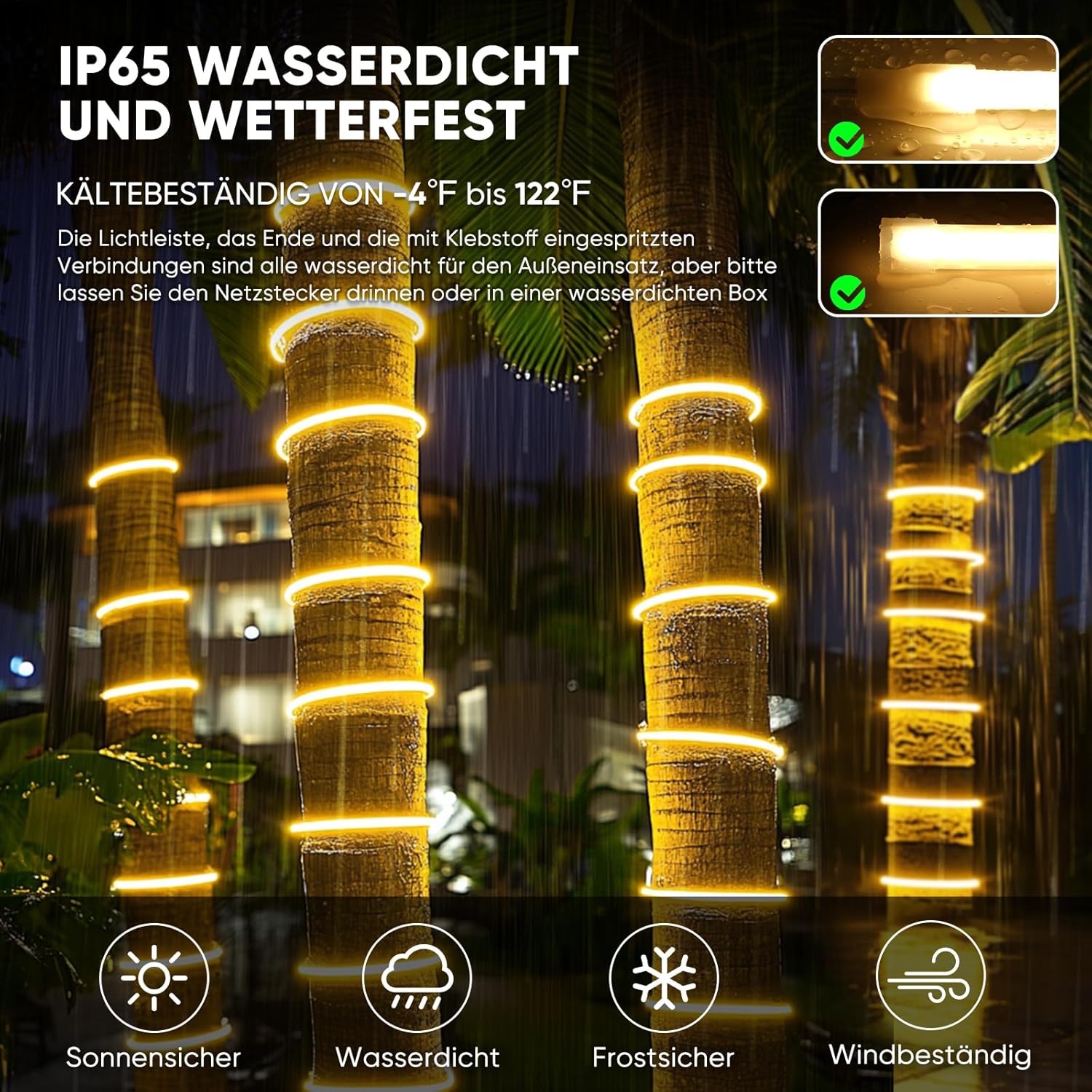 Thumbnail 5 de Shine Decor COB LED Streifen 5 m (IP65, 286 LEDs/m) – kaltweiß, dimmbar über Dimmer-Adapter