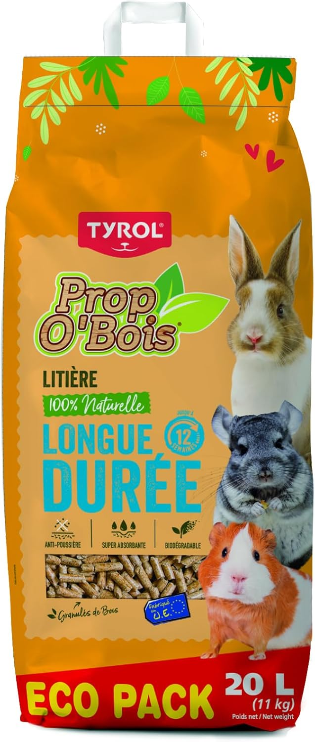 Litière TYROL Prop'O Bois pour rongeurs en granulés – 20 L