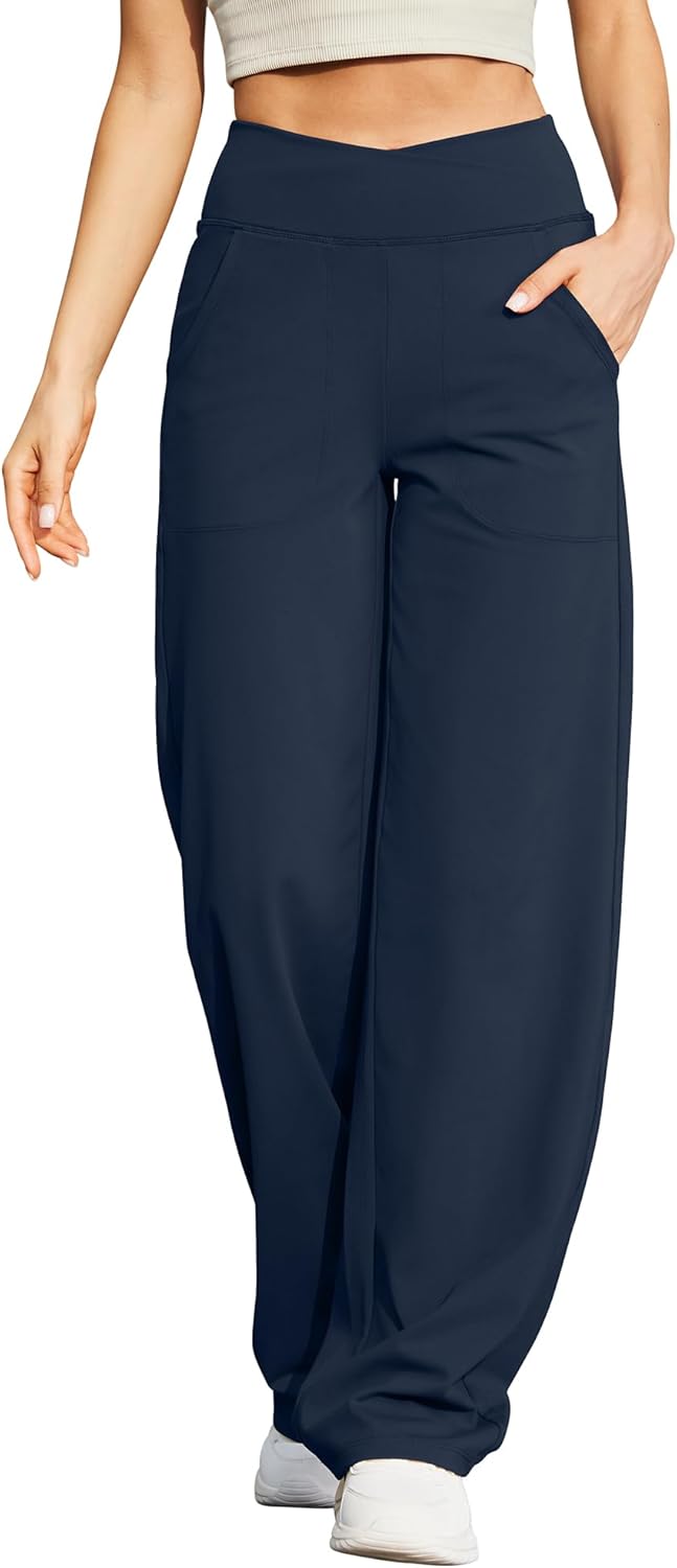Thumbnail 6 de G4Free Yogahose Damen Weite Jogginghose mit Taschen – elastisch, gerade/leicht Schlag, Bauchkontrolle
