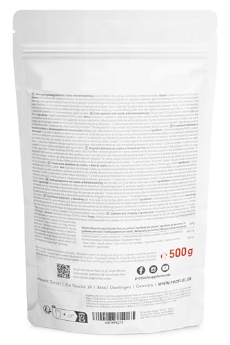 Detalle 2 de ProFuel Creatin Monohydrat Pulver 500 g – Mikronisiertes Creatin, vegan, laborgeprüft